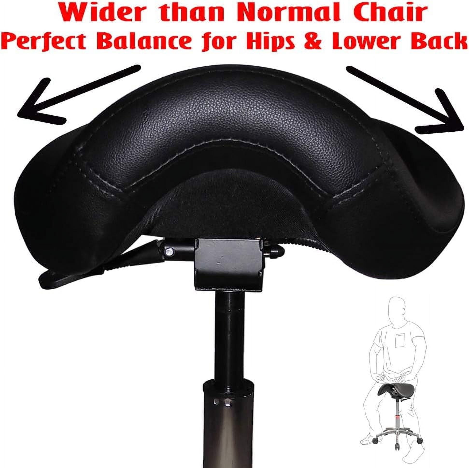 2xhome Ergonomic Saddle Stool with Back and Padded Seat, Tilt Height Adjustable Swivel Chair for Office or Medical Clinic, Black, Set of 1, 1 piece