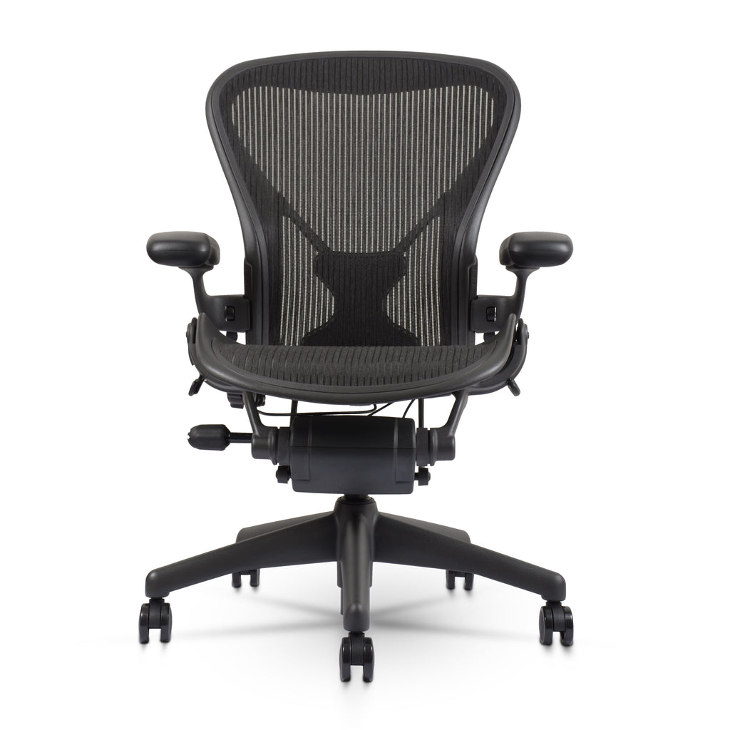  Herman Miller Aeron Chair Size B (𝙍𝙚𝙛𝙪𝙧𝙗𝙞𝙨𝙝𝙚𝙙) – Fully Loaded PostureFit Clip‑Latch Adjustable Arms and 12‑Year Warranty along with 3 Yr Mechanical Warranty