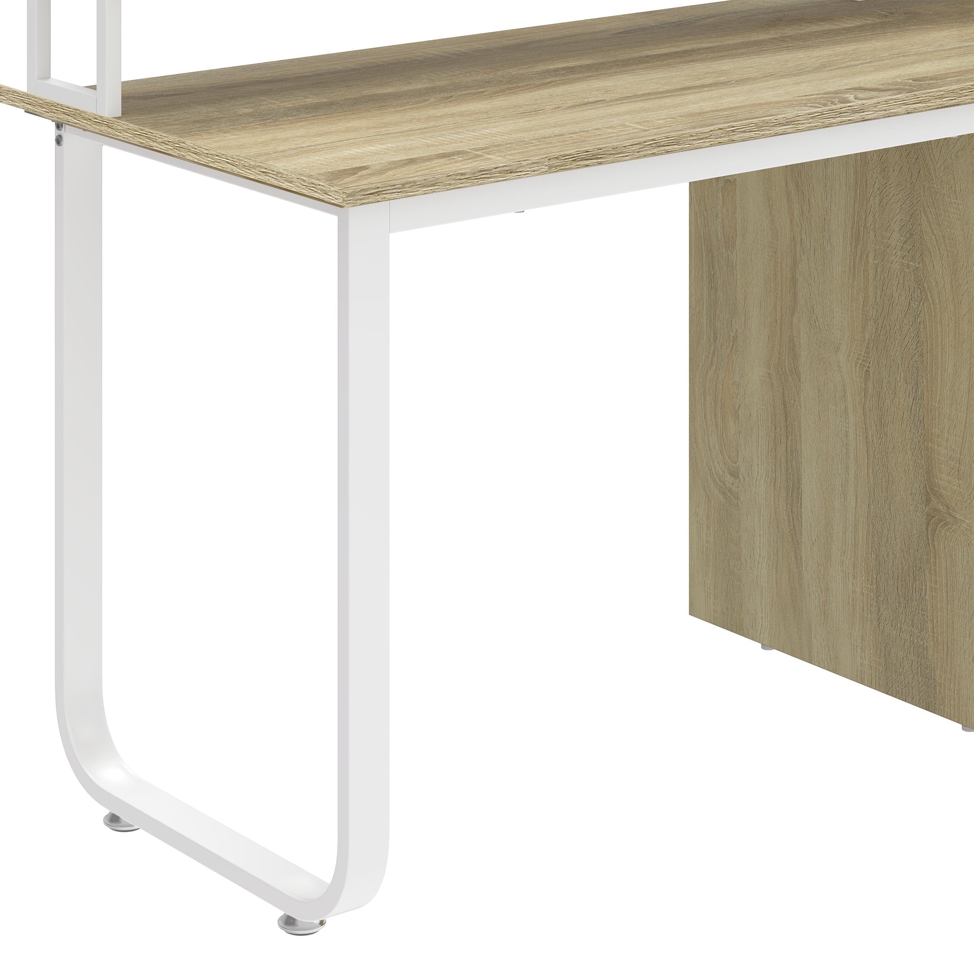 Uforic 47" Computer Desk with Storage Drawers & LED Light, Office Desk with Power Outlets, for Small Spaces, Oak