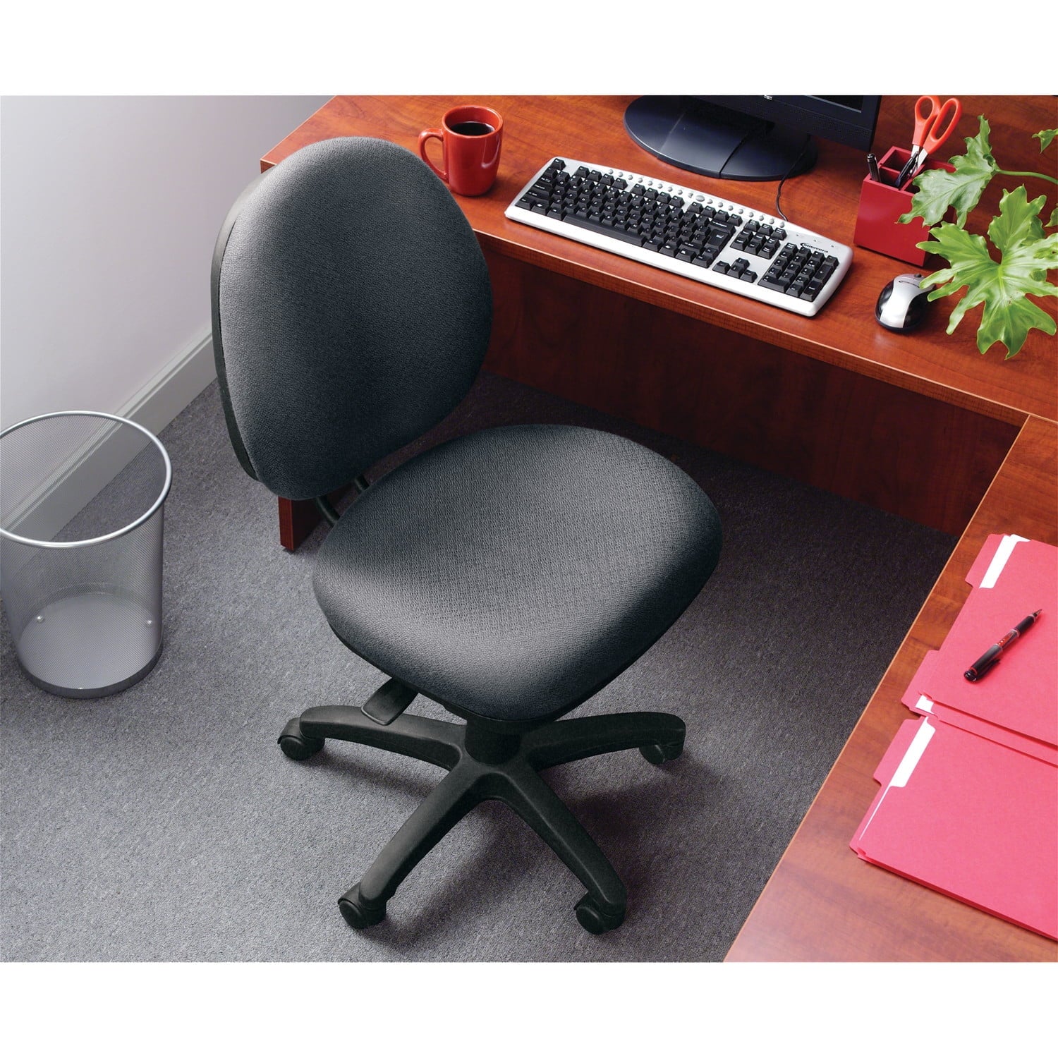 Alera Interval Series Swivel/Tilt Task Chair, Bonded Leather Seat/Back, up to 275 lb, Black