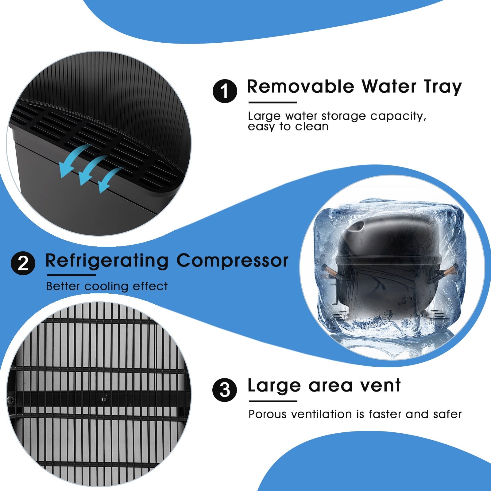 COSVALVE 5 Gallon Hot & Cold Top Loading Water Dispenser Cooler with Freezer Cabinet, Child Safety Lock