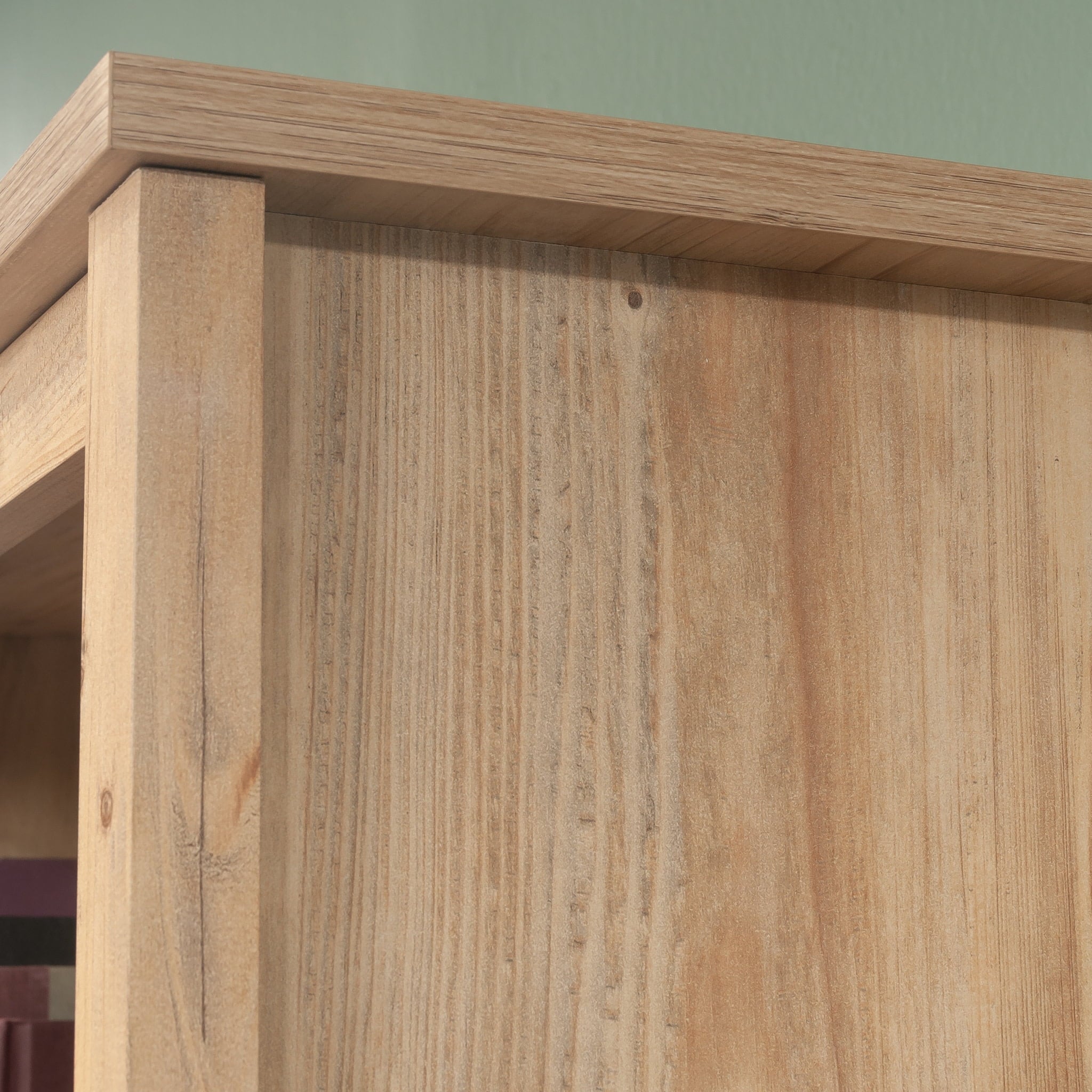 Sauder Select Engineered Wood Bookcase with Doors in Khaki Pine Finish