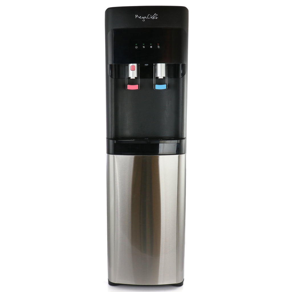 MegaChef Stainless Steel Bottom Load Hot and Cold Water Dispenser 5 Gallon Water Cooler