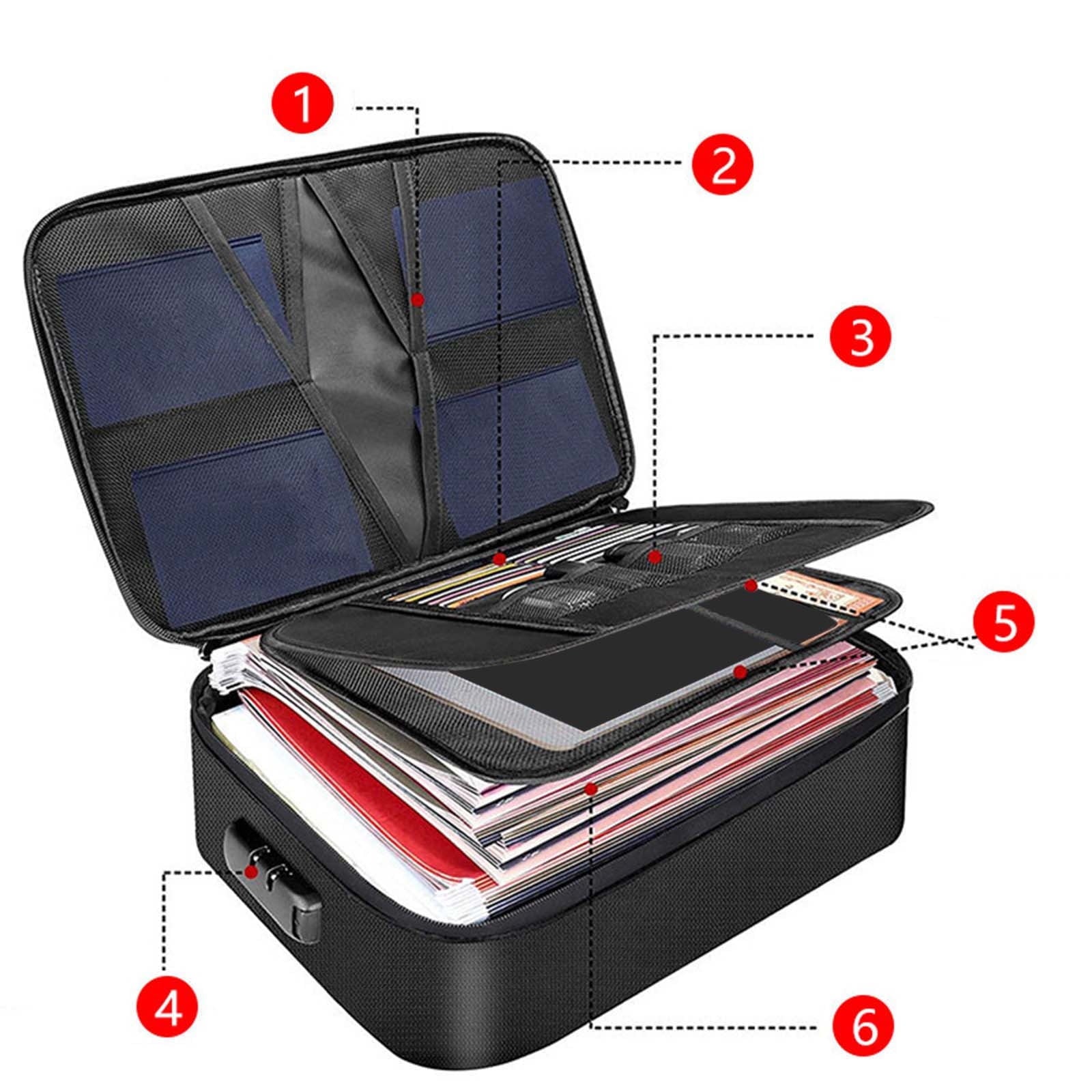 File Storage Boxes Fireproof Waterproof, Document Safe Fireproof Locking File Storage Chest Fire Security Box, Fireproof File Box With Lock With Inserts Bags And Zipper, Gray