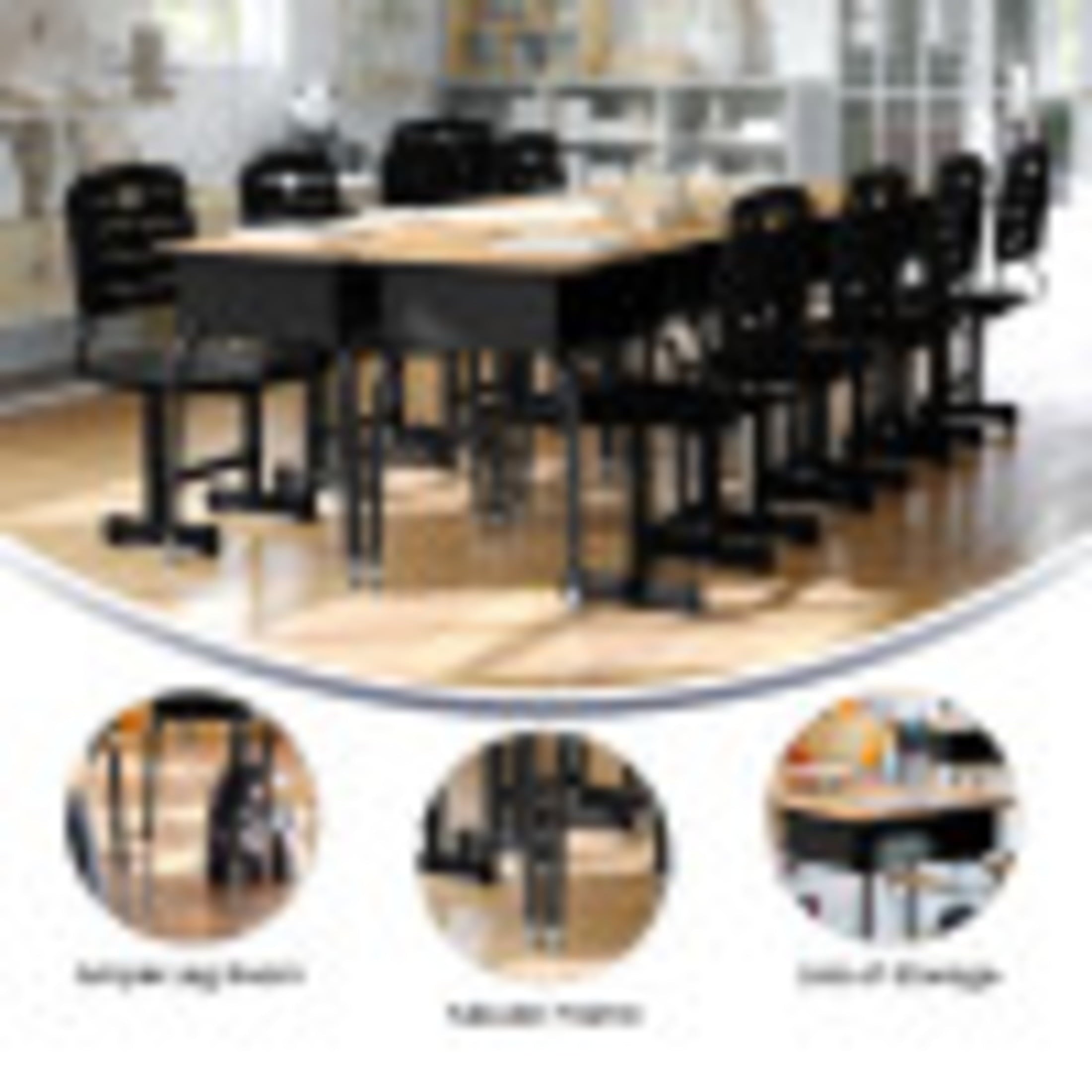 Flash Furniture Billie Open Front Adjustable Student Desk with Metal Book Box, Natural/Black