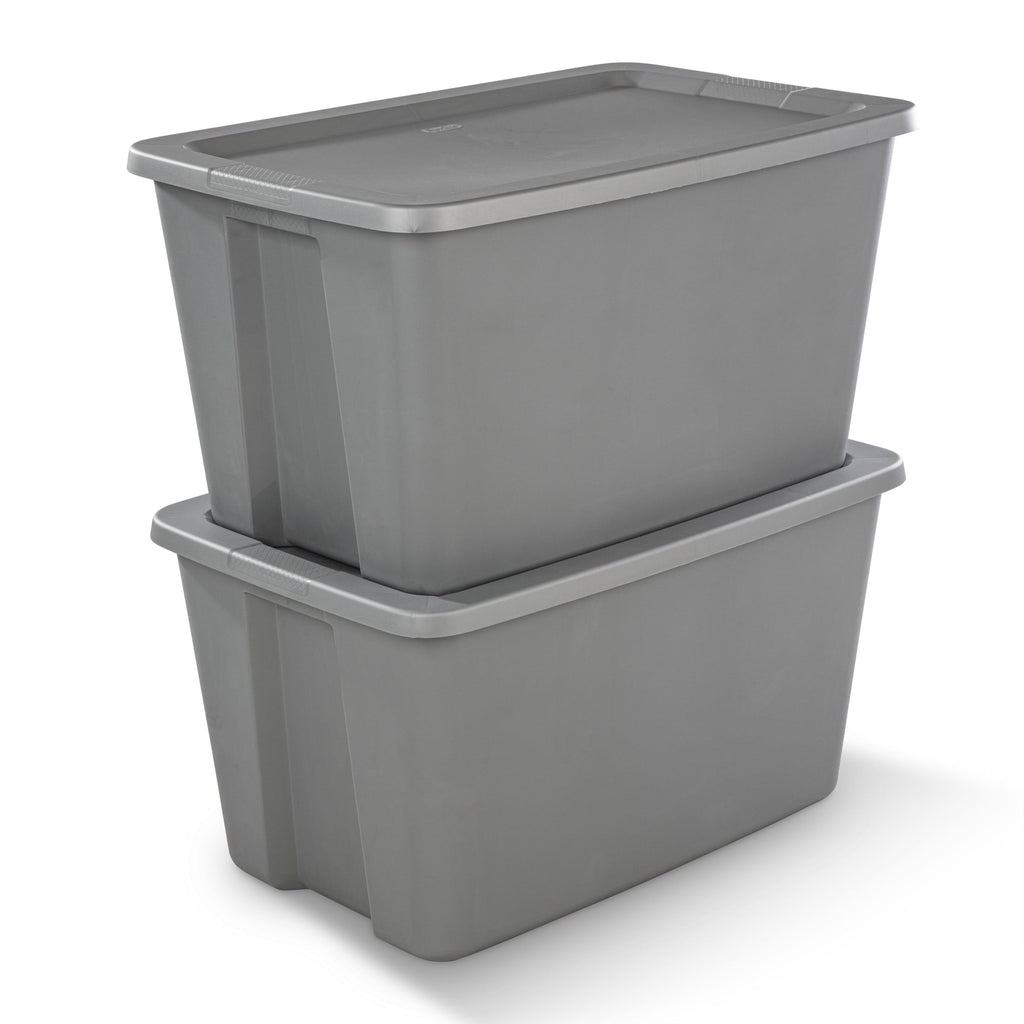 Sterilite Extra Large Storage Bin, 30 Gallon Plastic Storage Container with Snap-On Lid, Gray