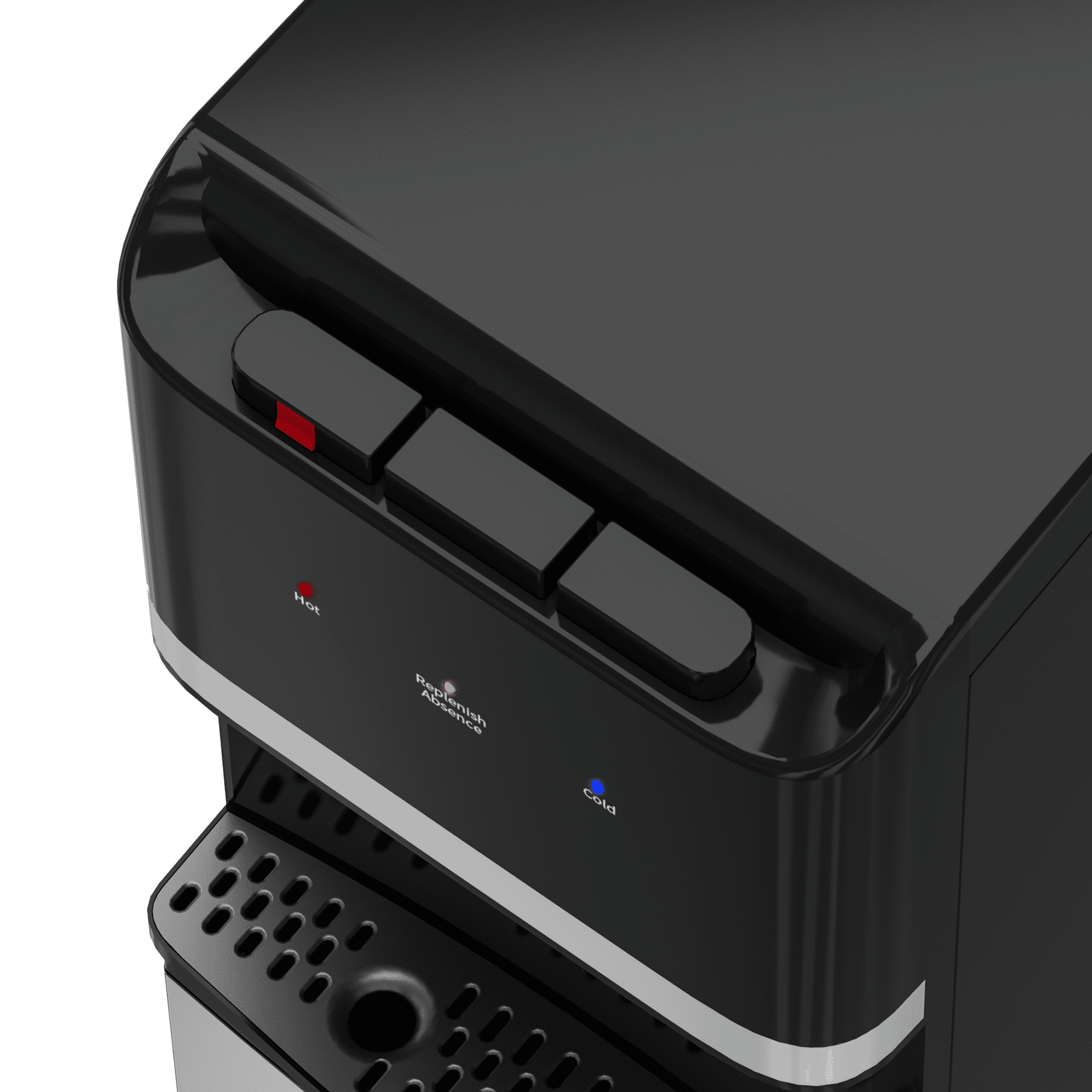 UrbanSync Bottom Loading Water Cooler Dispenser for 5 Gallon Bottle, Stainless Steel, 3 Temperature Settings - Hot, Cold & Room Water with Child Lock, Water Shortage Alert, Raven Black