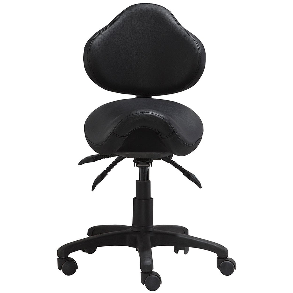 2xhome Ergonomic Saddle Stool with Back and Padded Seat, Tilt Height Adjustable Swivel Chair for Office or Medical Clinic, Black, Set of 1, 1 piece