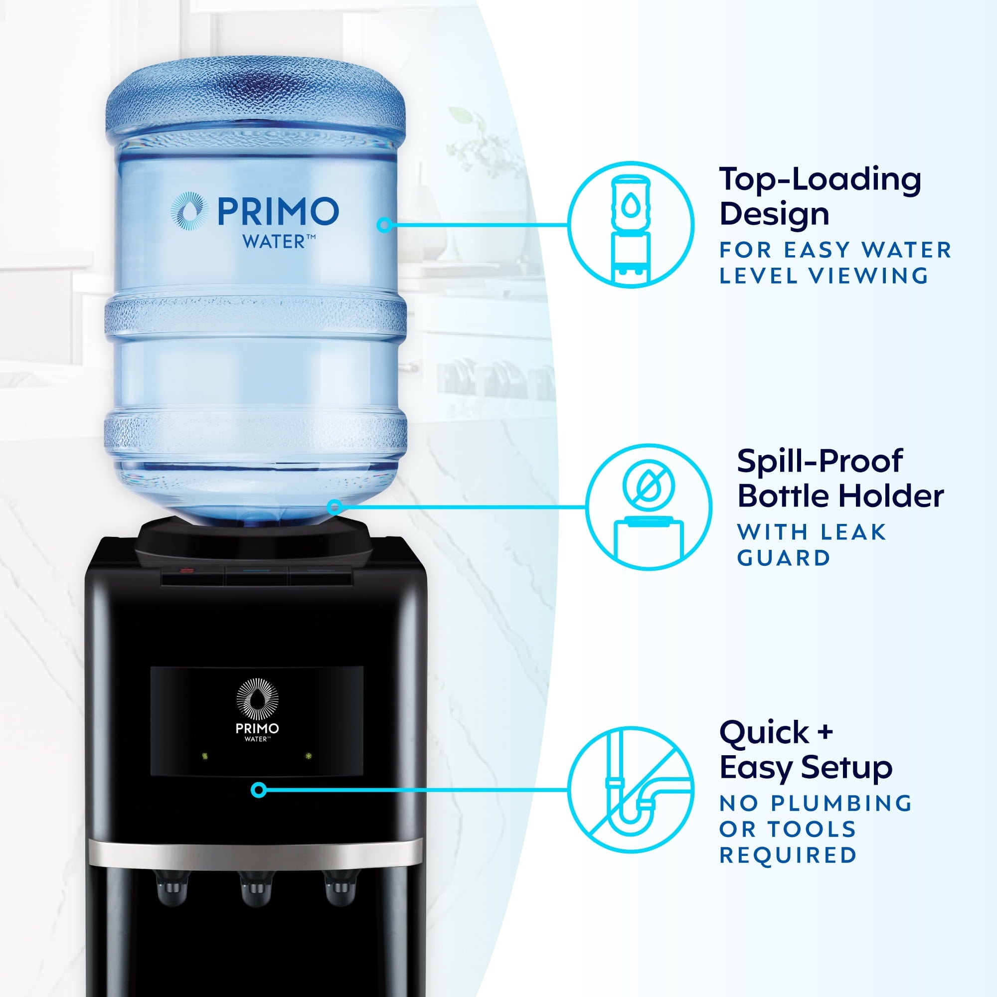 Primo Water® Top Loading Pro 3 Temp Water Dispenser, Black & Stainless Steel
