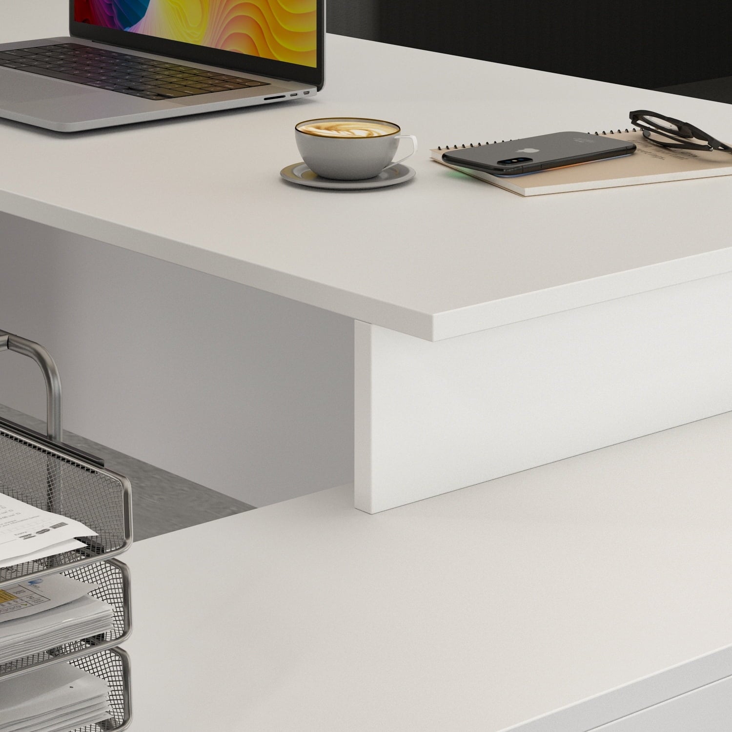Timechee  Office Computer Desk L Shaped Corner Desk  Drawers  Shelves