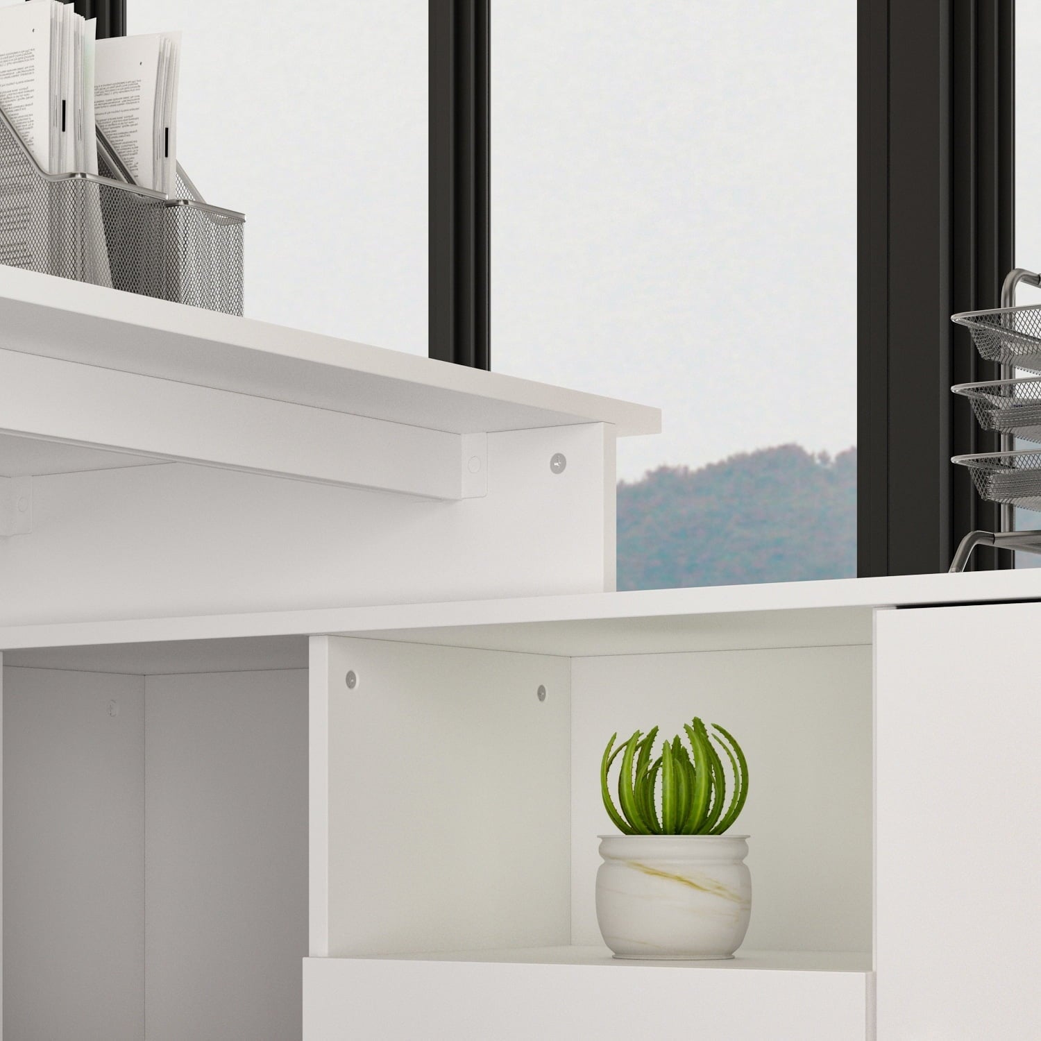 Timechee  Office Computer Desk L Shaped Corner Desk  Drawers  Shelves