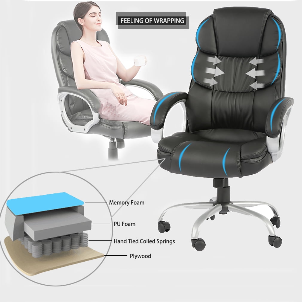 BestOffice Ergonomic Gaming Chair w/Lumbar Support, Rolling Swivel Office Chair for Adults, Black