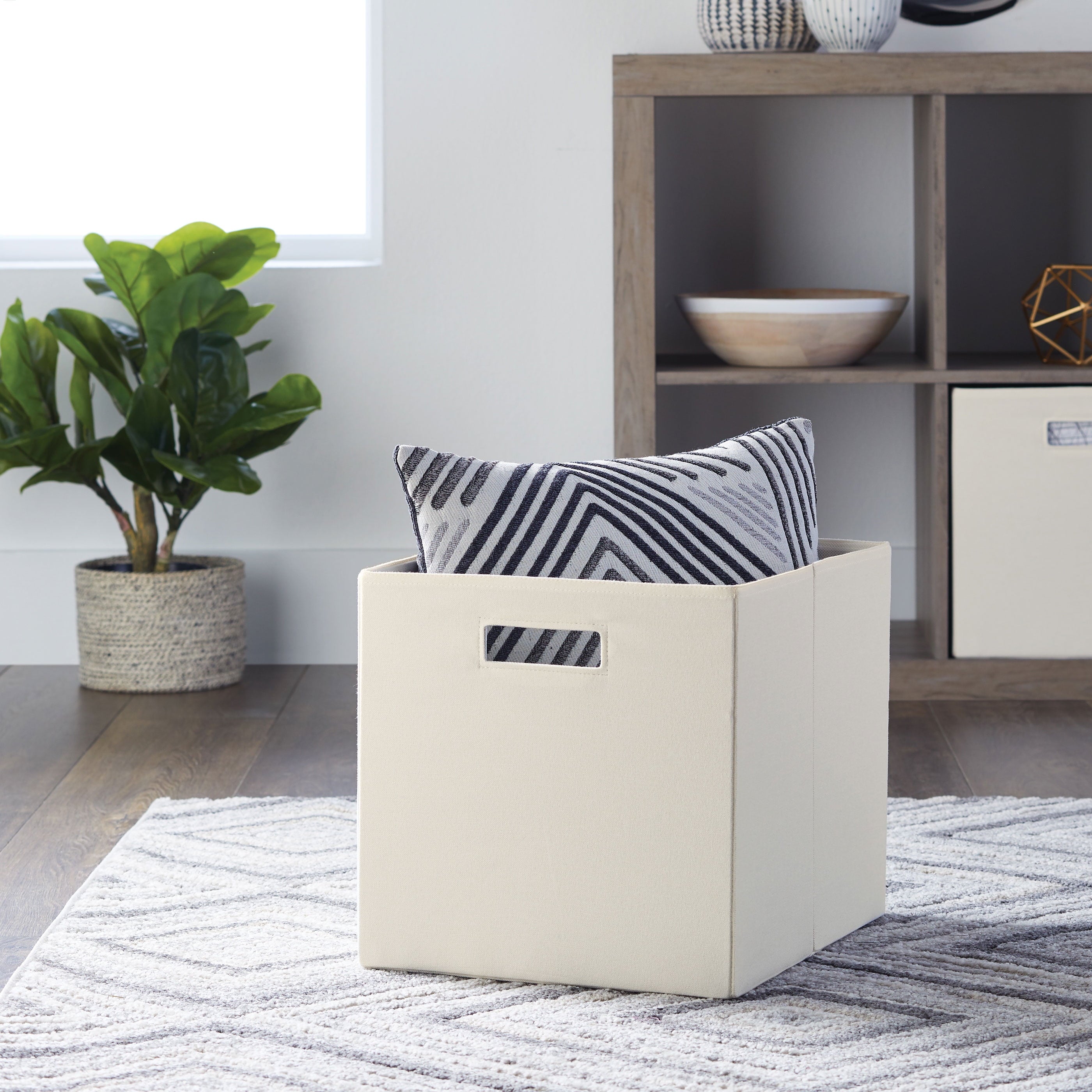 Better Homes & Gardens Fabric Cube Storage Bins (12.75" x 12.75"), Ivory, 2 Pack