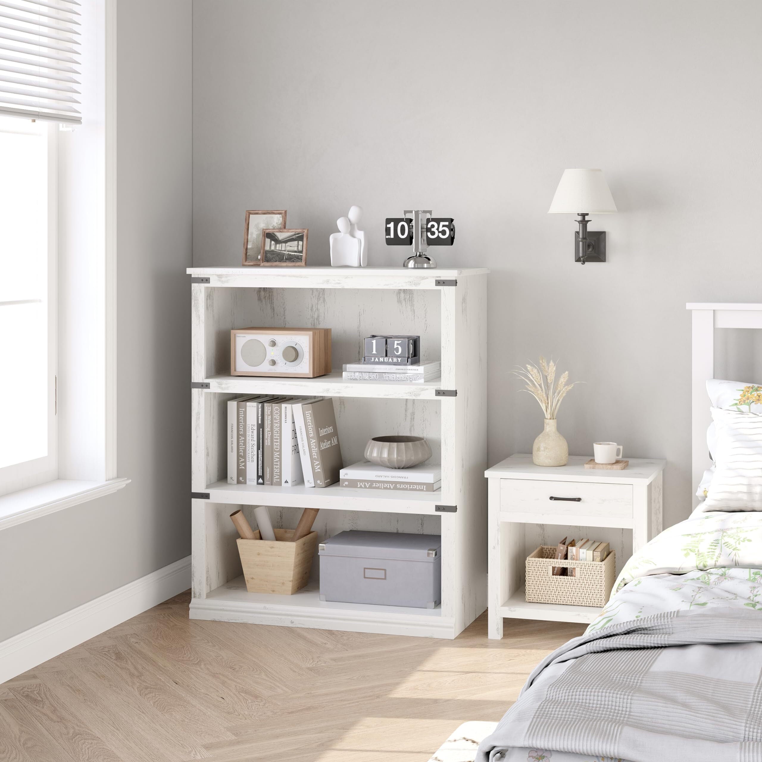 FOLDLIFE 3 Tier Bookcase, 40" Low Bookcase with Storage Open Display Bookshelves, Wooden Book Shelves Home Decor Furniture for Home Office,White