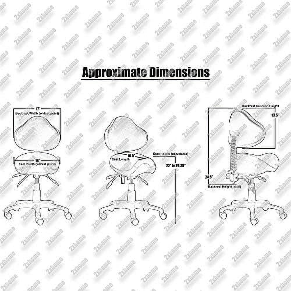 2xhome Ergonomic Saddle Stool with Back and Padded Seat, Tilt Height Adjustable Swivel Chair for Office or Medical Clinic, Black, Set of 1, 1 piece