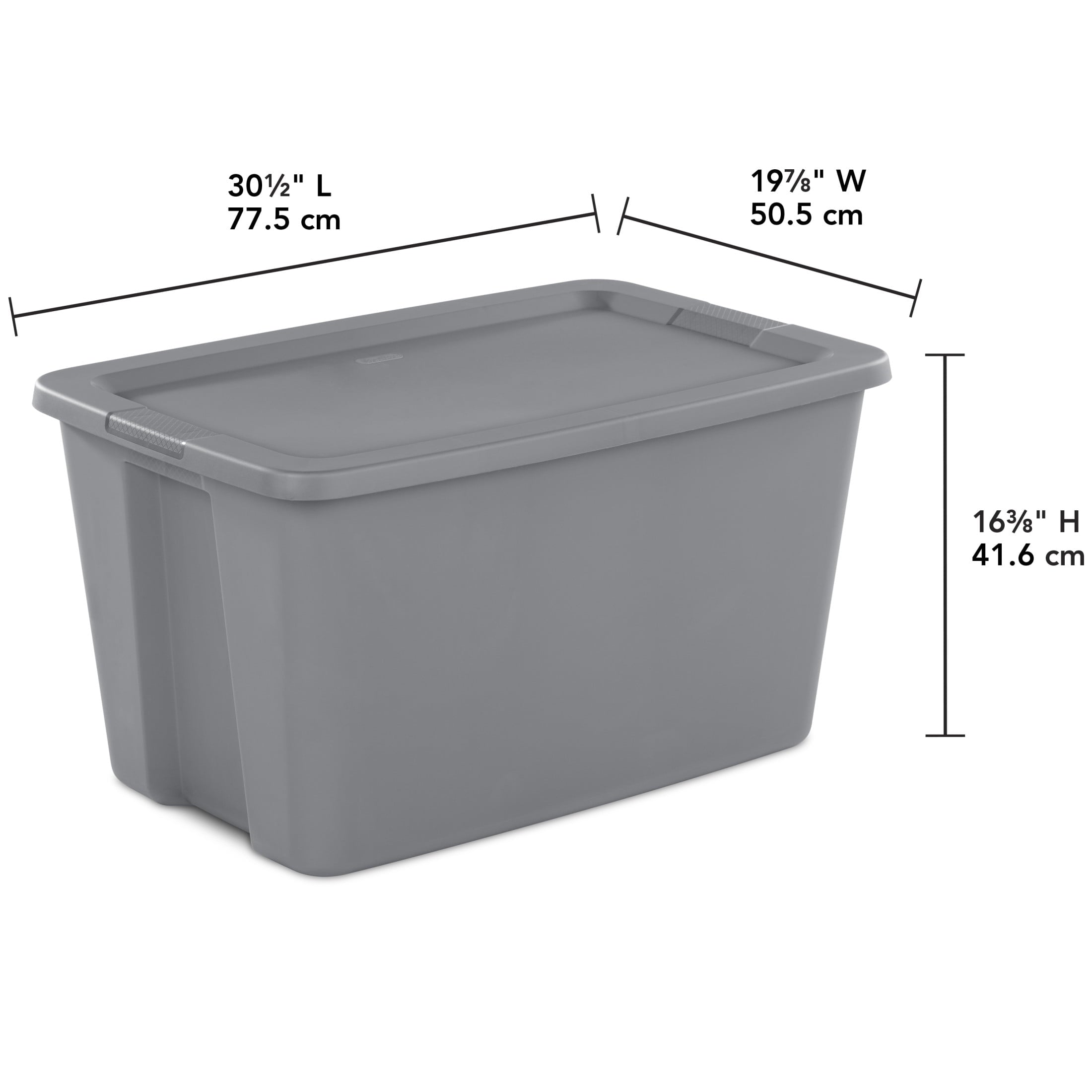 Sterilite Extra Large Storage Bin, 30 Gallon Plastic Storage Container with Snap-On Lid, Gray