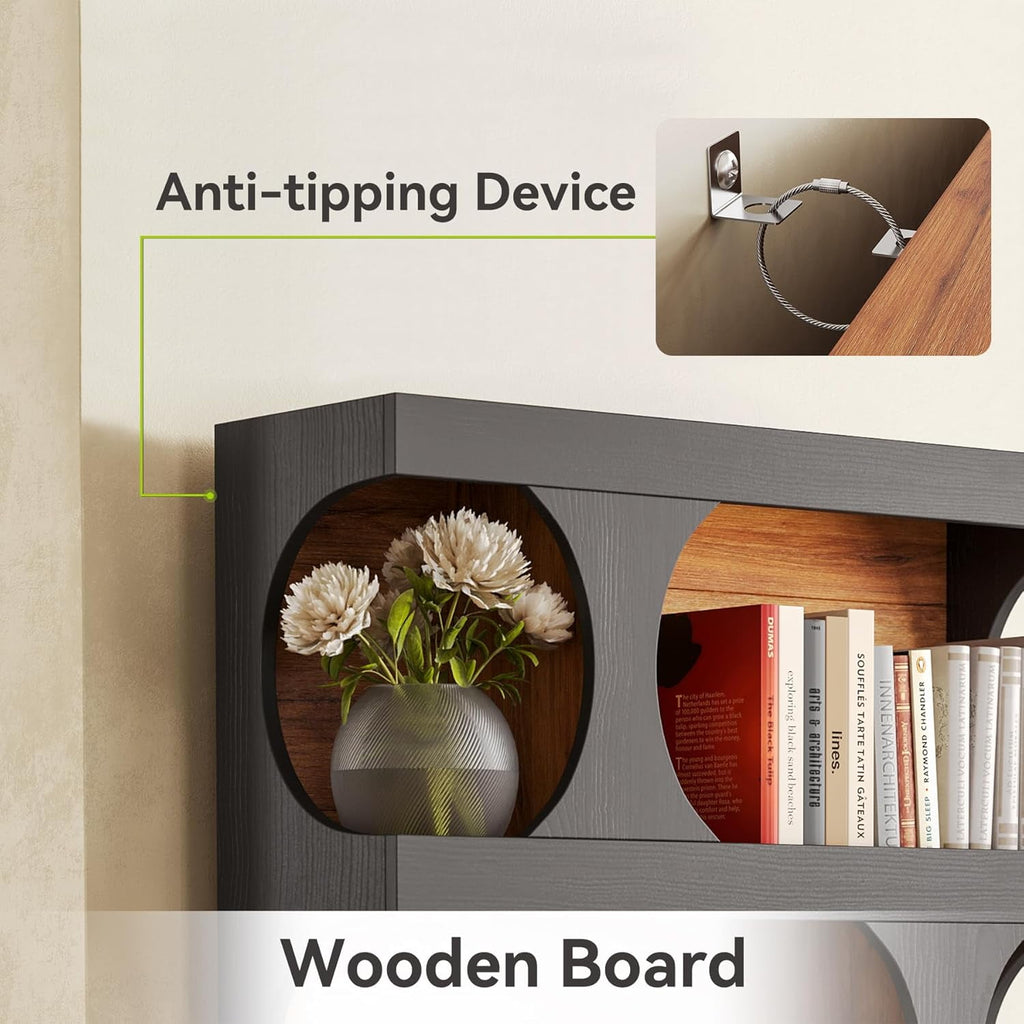 LITTLE TREE 4-Tier Large Bookshelf, 70.8-Inch Tall Bookcase with Storage Shelves, All Wooden Modern Display Rack, Black Open Book Shelf for Living Room, Bedroom, Office