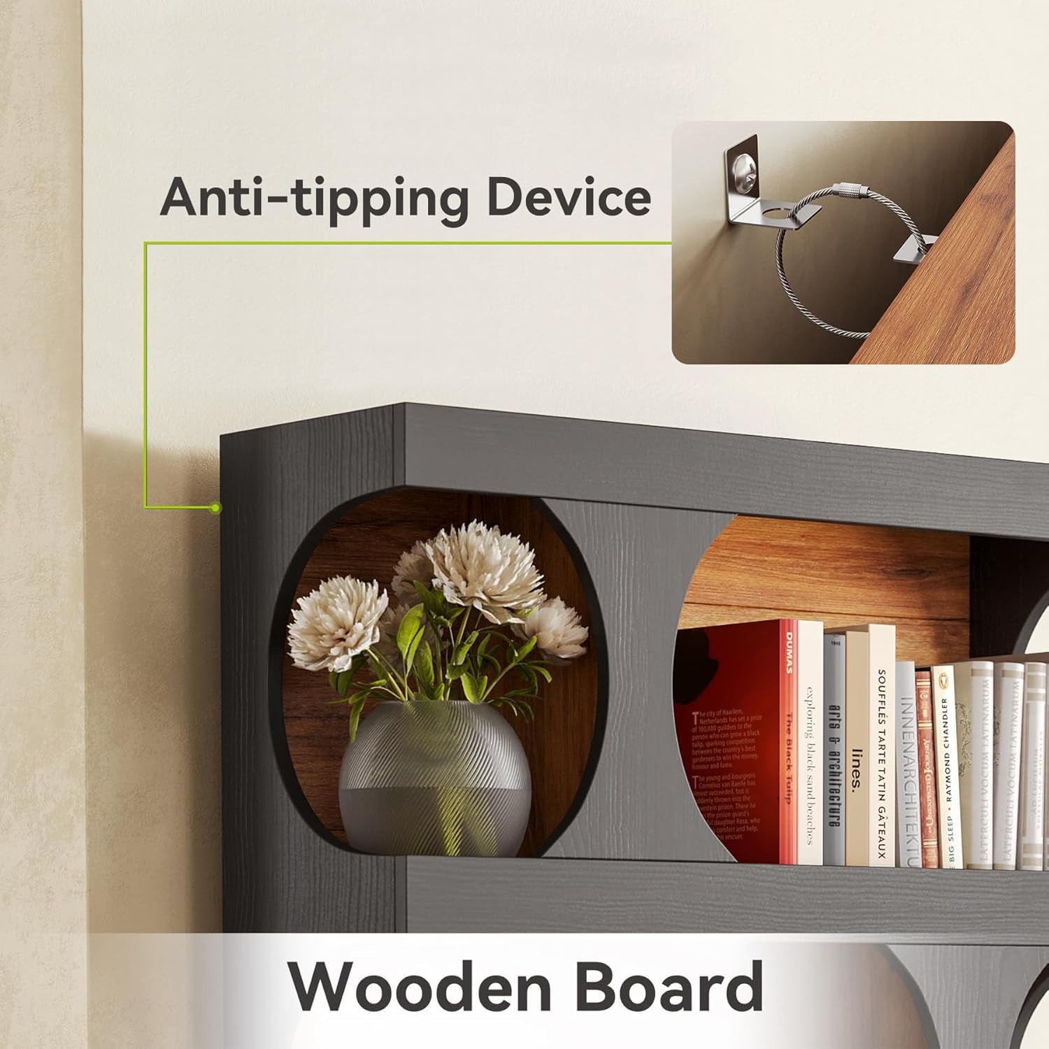 LITTLE TREE 4-Tier Large Bookshelf, 70.8-Inch Tall Bookcase with Storage Shelves, All Wooden Modern Display Rack, Black Open Book Shelf for Living Room, Bedroom, Office