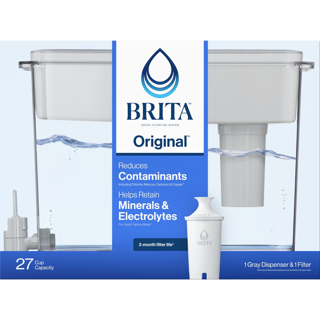 Brita Extra Large Ultramax 27 Cup Grey Filtered Water Dispenser with 1 Standard Filter