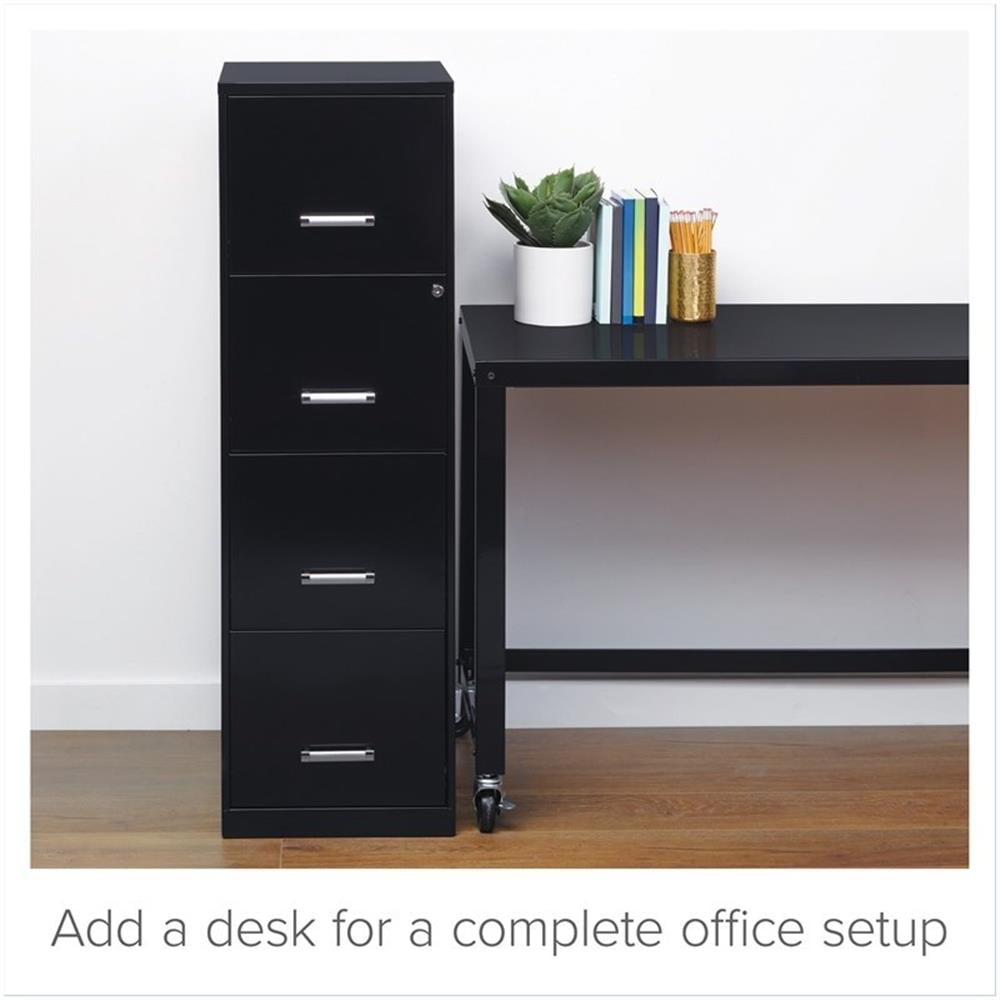 Pemberly Row 4 Drawers Vertical Black Metal Filing Cabinet Pre-assembled