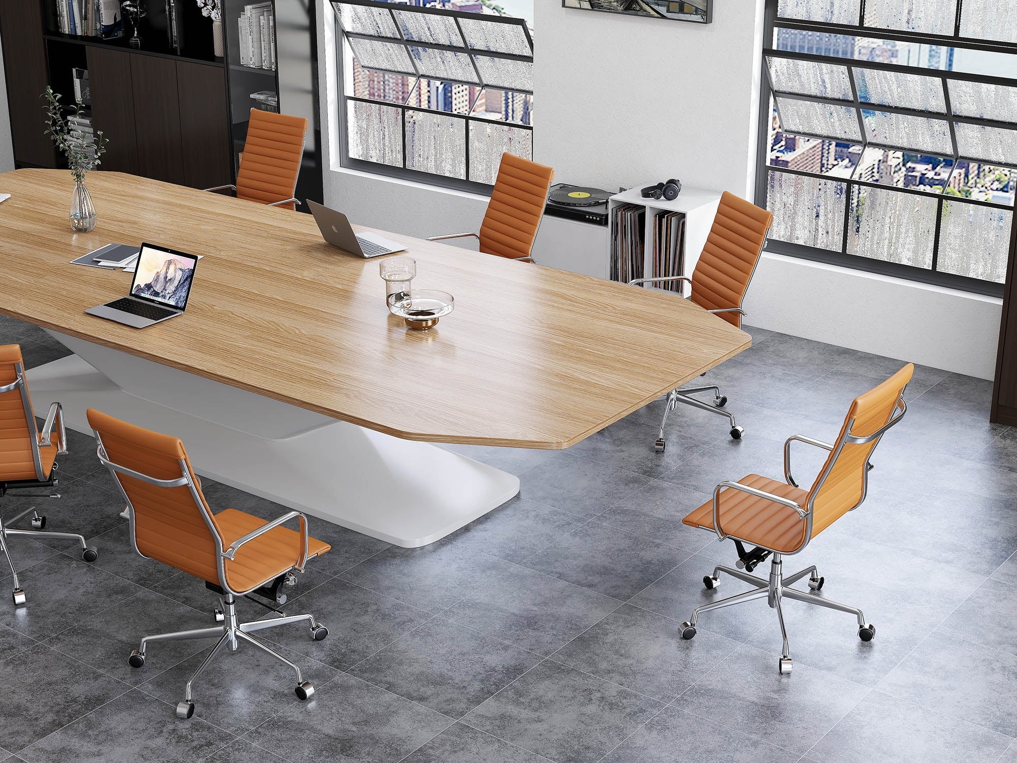 LUXMOD High Back Executive Office Chair with Armrest Black Adjustable Swivel Chair in Durable Vegan Leather Ergonomic Desk Chair for Extra Back and Lumbar Support – Terracotta