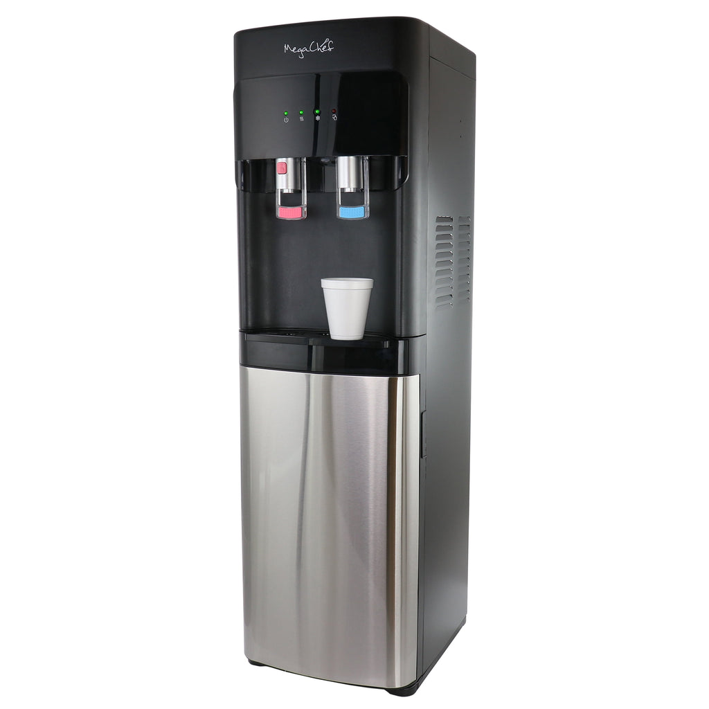 MegaChef Stainless Steel Bottom Load Hot and Cold Water Dispenser 5 Gallon Water Cooler