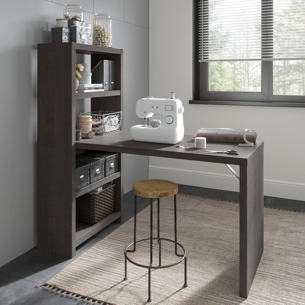 Echo 56W Craft Table in Charcoal Maple - Engineered Wood