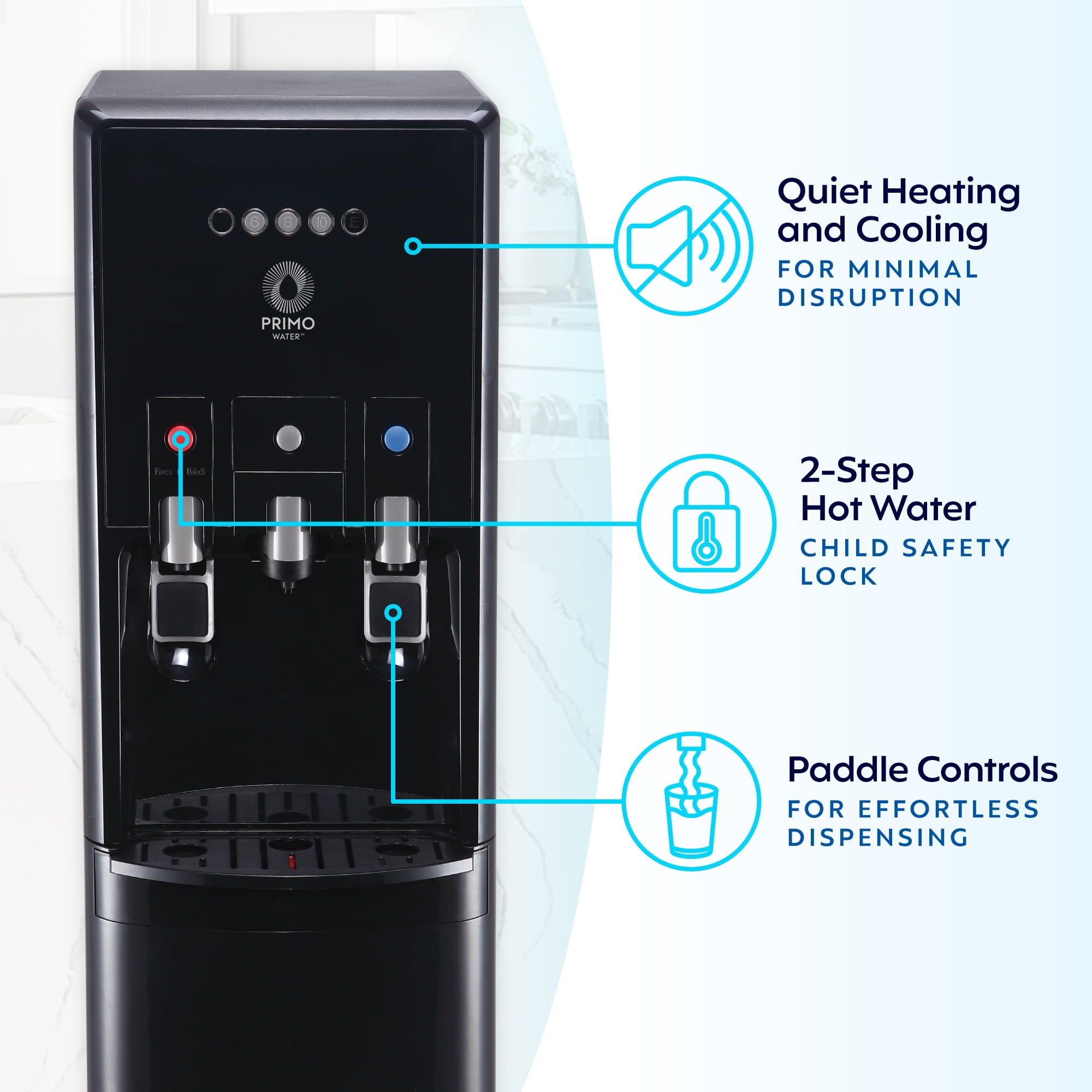 Primo Water® Bottom Loading Pro 2 Temp Water Dispenser with Single-Serve Coffee Maker, Black