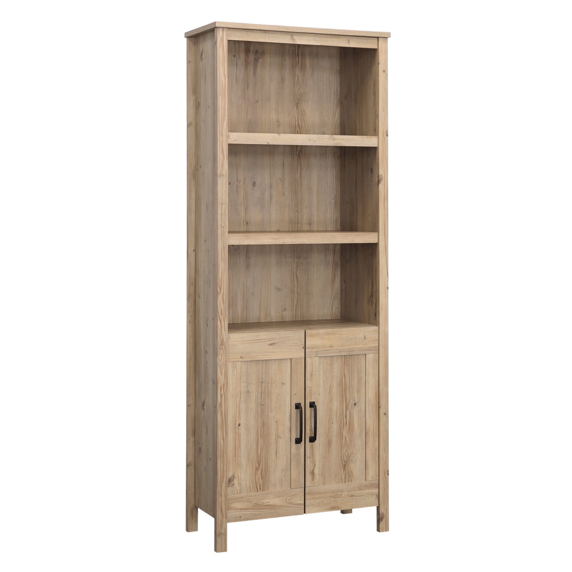 Sauder Select Engineered Wood Bookcase with Doors in Khaki Pine Finish