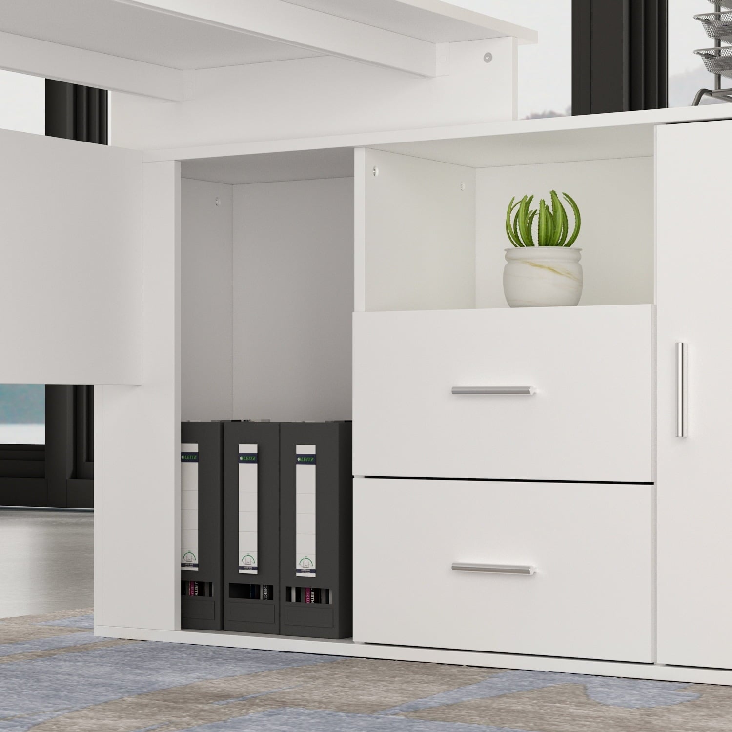 Timechee  Office Computer Desk L Shaped Corner Desk  Drawers  Shelves