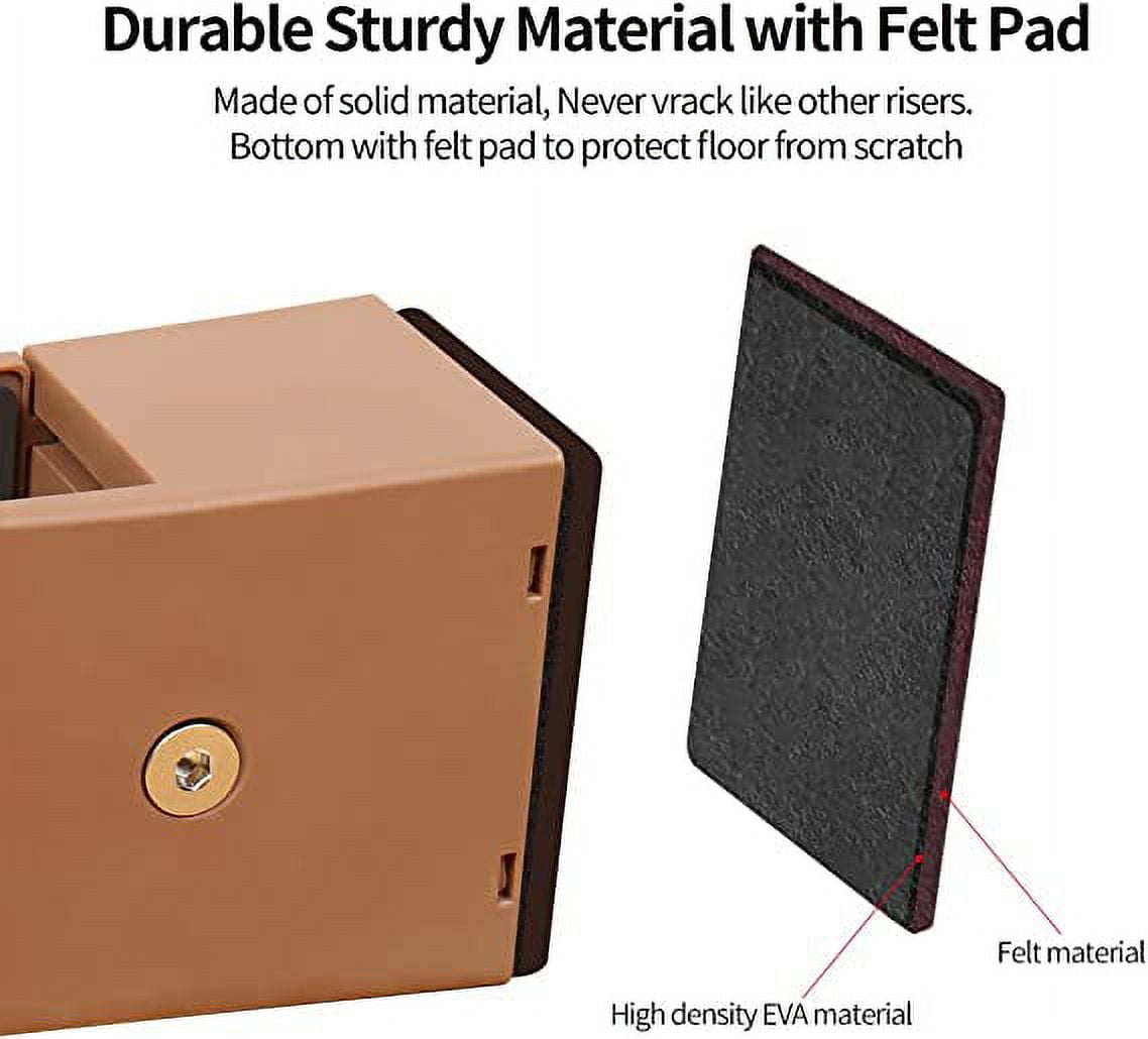 Ezprotekt Adjustable Furniture Riser Screw Clamp,Fits Foot Thickness of Bed from 0 to 1.5", Elevation in Heights 2"Bed Risers Heavy Duty (4Pack)