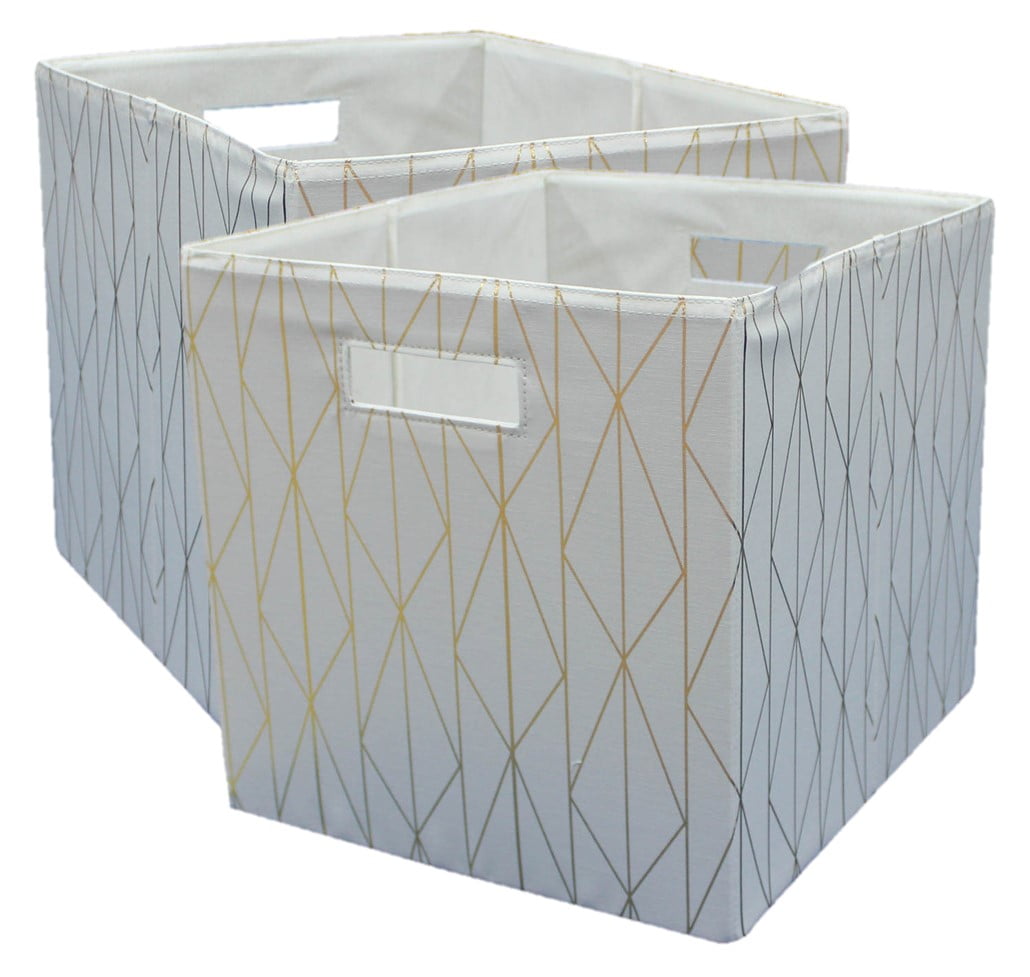 Better Homes & Gardens Fabric Cube Storage Bins (12.75" x 12.75"), Ivory, 2 Pack