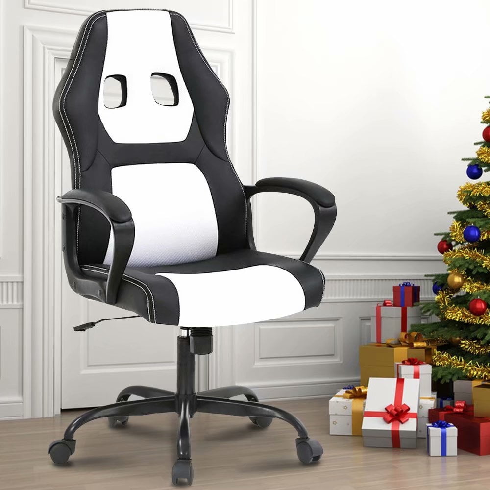 Dkelincs Teen Fibreboard Gaming Chair with 360 Degree Rolling Wheels and Lumbar Support, Black