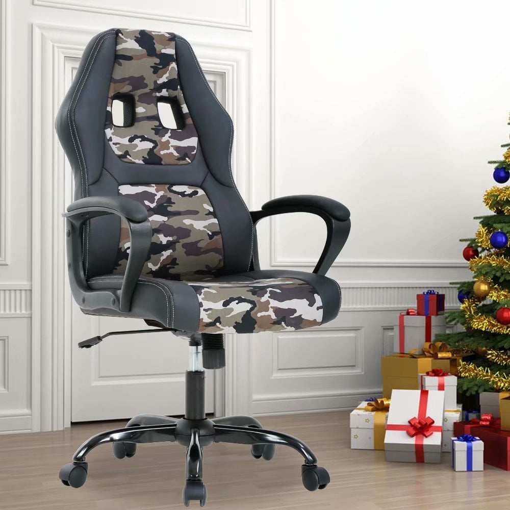 Dkelincs Teen Fibreboard Gaming Chair with 360 Degree Rolling Wheels and Lumbar Support, Black