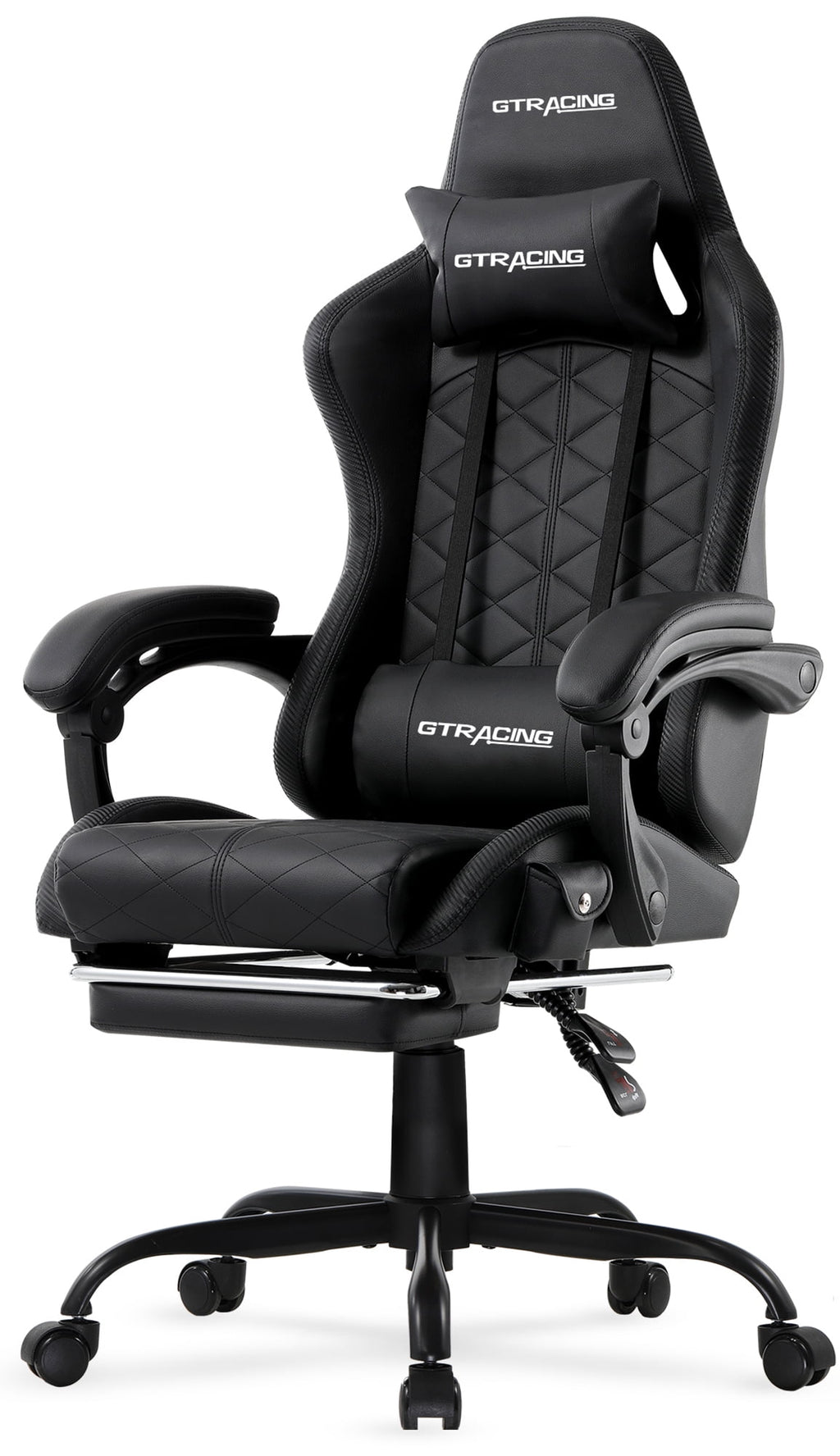 GTRACING GTW-100 Reclining Gaming Chair with Bluetooth, Adjustable Pillows and Footrest, Black