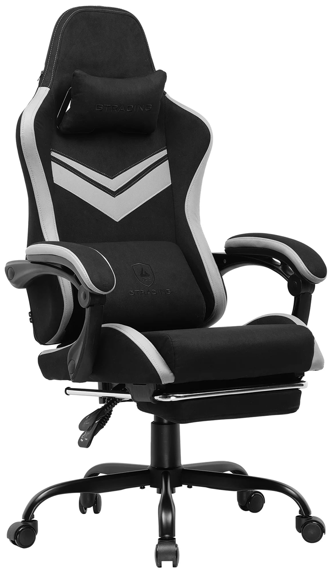 GTRACING GTW-300 Ergonomic Adjustable Height Reclining Fabric Gaming Chair , Gray/Blue