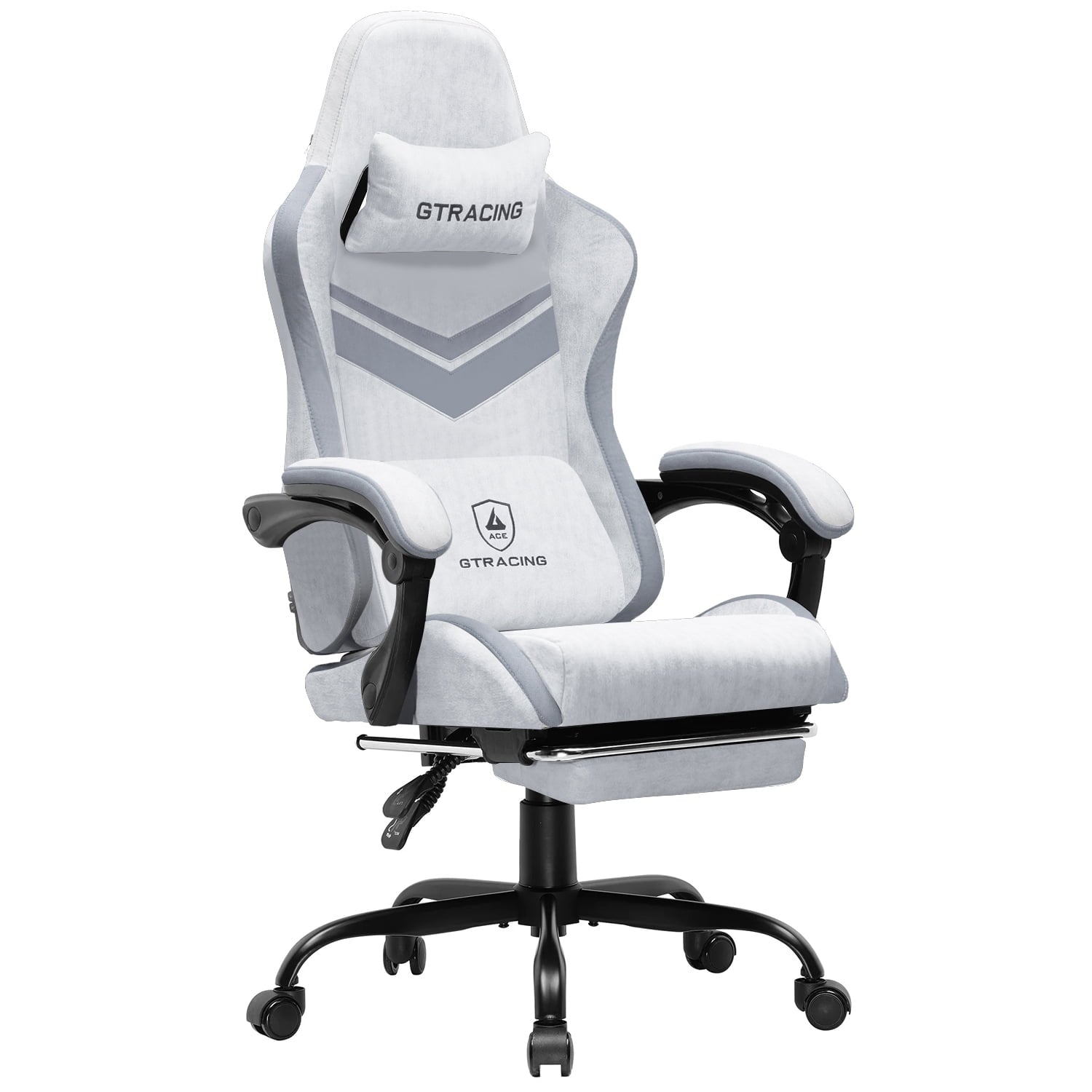 GTRACING GTW-300 Ergonomic Adjustable Height Reclining Fabric Gaming Chair , Gray/Blue