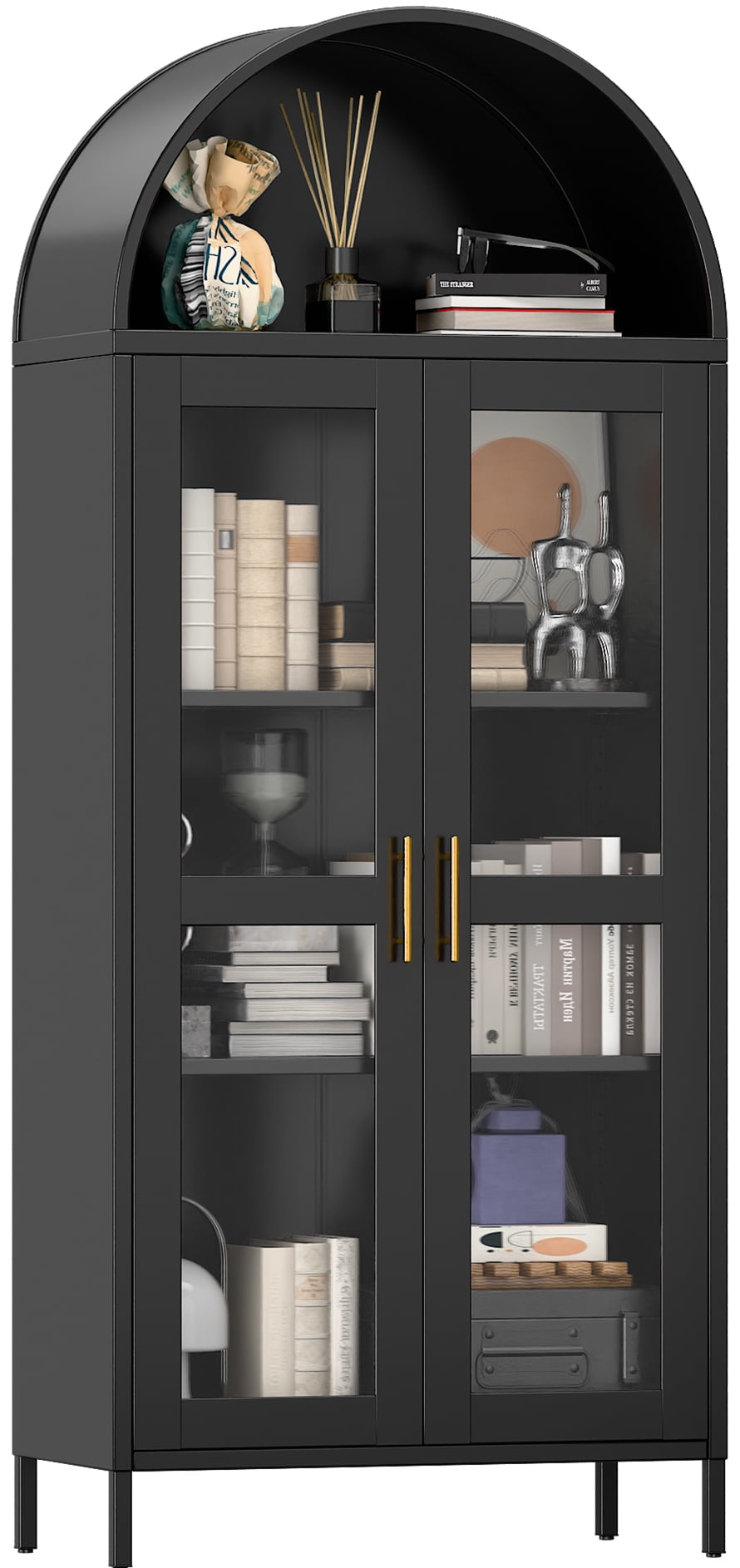 GangMei 71 Inches Tall Metal Garage Storage Cabinets with 5 Adjustable Shelves & Pegboards, Lockable Steel Black Storage Cabinet with Doors for Office, Home, School, Shops, Garage, Assembly required