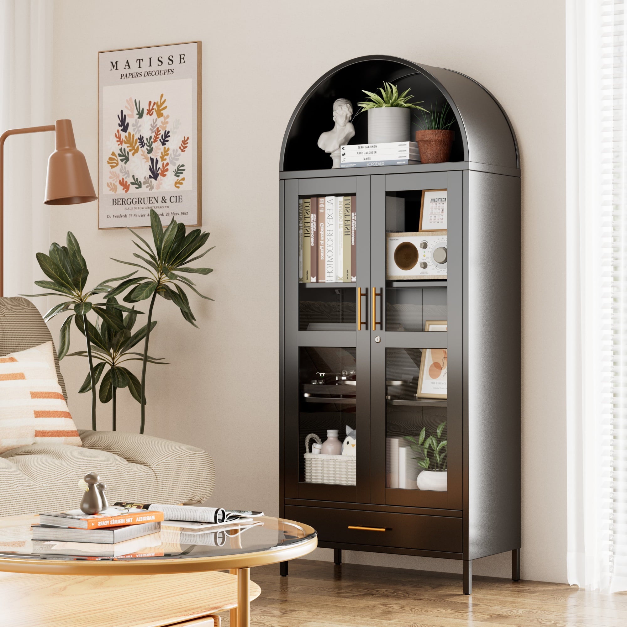 GangMei 71 Inches Tall Metal Garage Storage Cabinets with 5 Adjustable Shelves & Pegboards, Lockable Steel Black Storage Cabinet with Doors for Office, Home, School, Shops, Garage, Assembly required