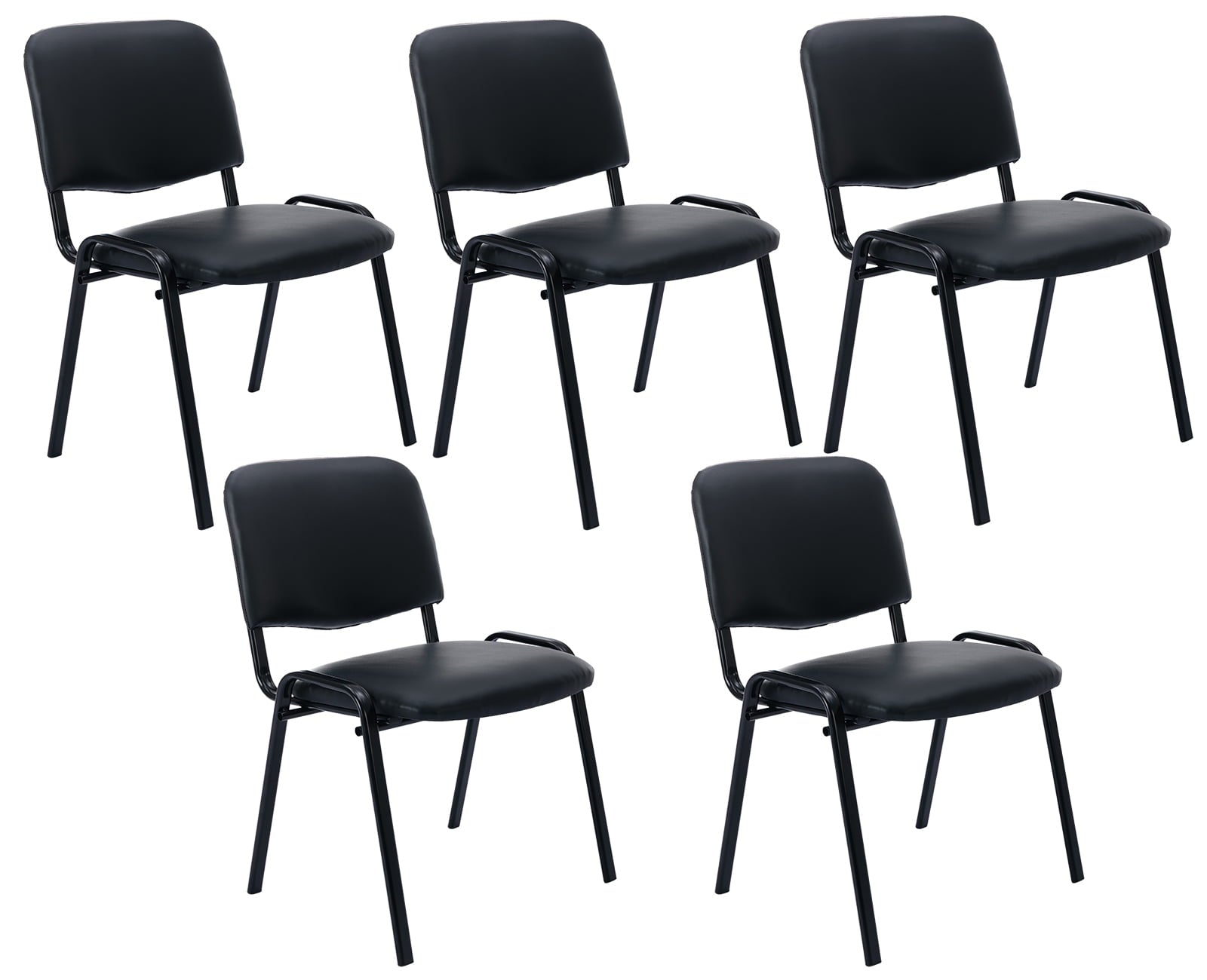 Guyou Set of 5 Black Stackable Conference Room Chairs with Flip-up Tablet Arm, Mesh Reception Chair with Back, Ergonomic Office Chairs, Visitor Chairs for Conference Room Training Room School