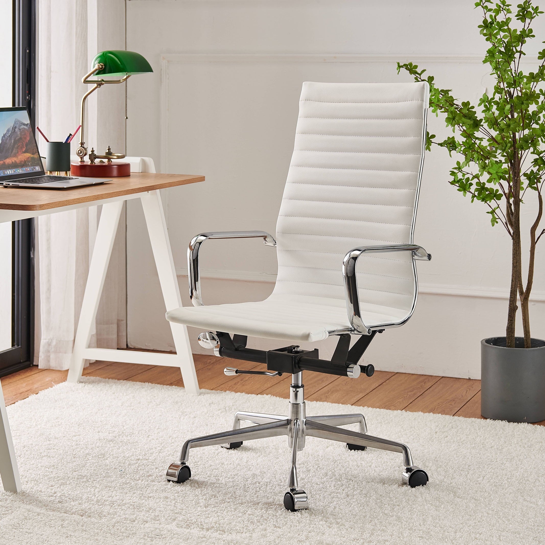 LUXMOD High Back Executive Office Chair with Armrest Black Adjustable Swivel Chair in Durable Vegan Leather Ergonomic Desk Chair for Extra Back and Lumbar Support – Terracotta