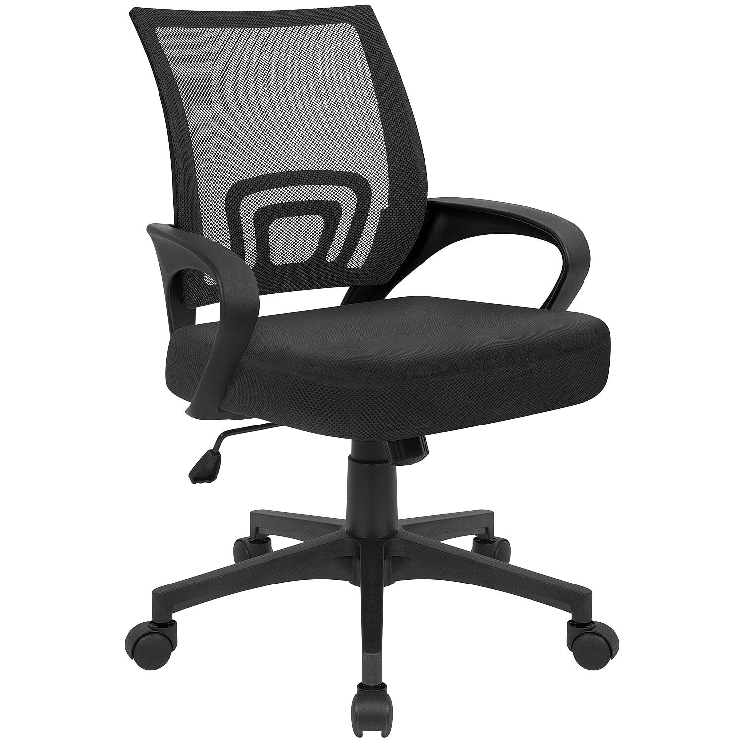 Lacoo Adjustable Mid Back Office Chair Mesh Swivel Desk Chair with Armrests, Black