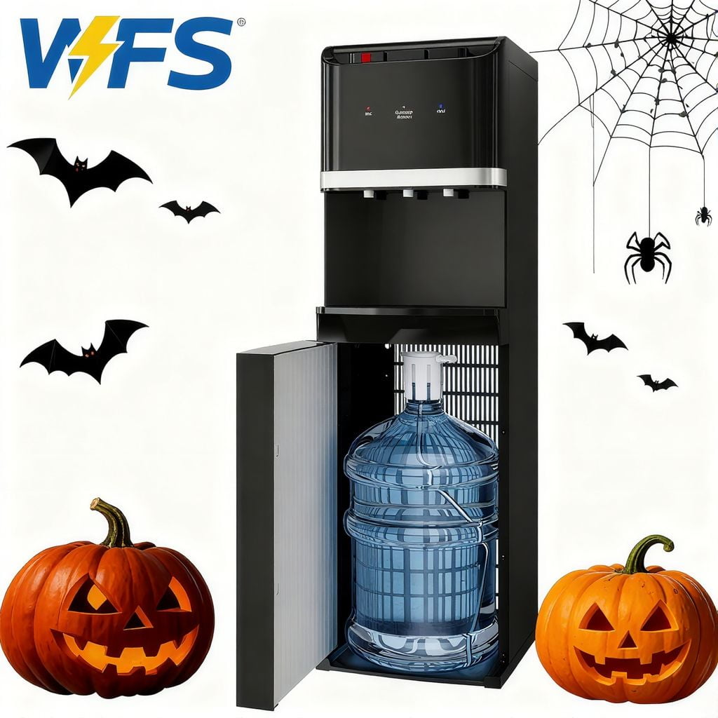 UrbanSync Bottom Loading Water Cooler Dispenser for 5 Gallon Bottle, Stainless Steel, 3 Temperature Settings - Hot, Cold & Room Water with Child Lock, Water Shortage Alert, Raven Black