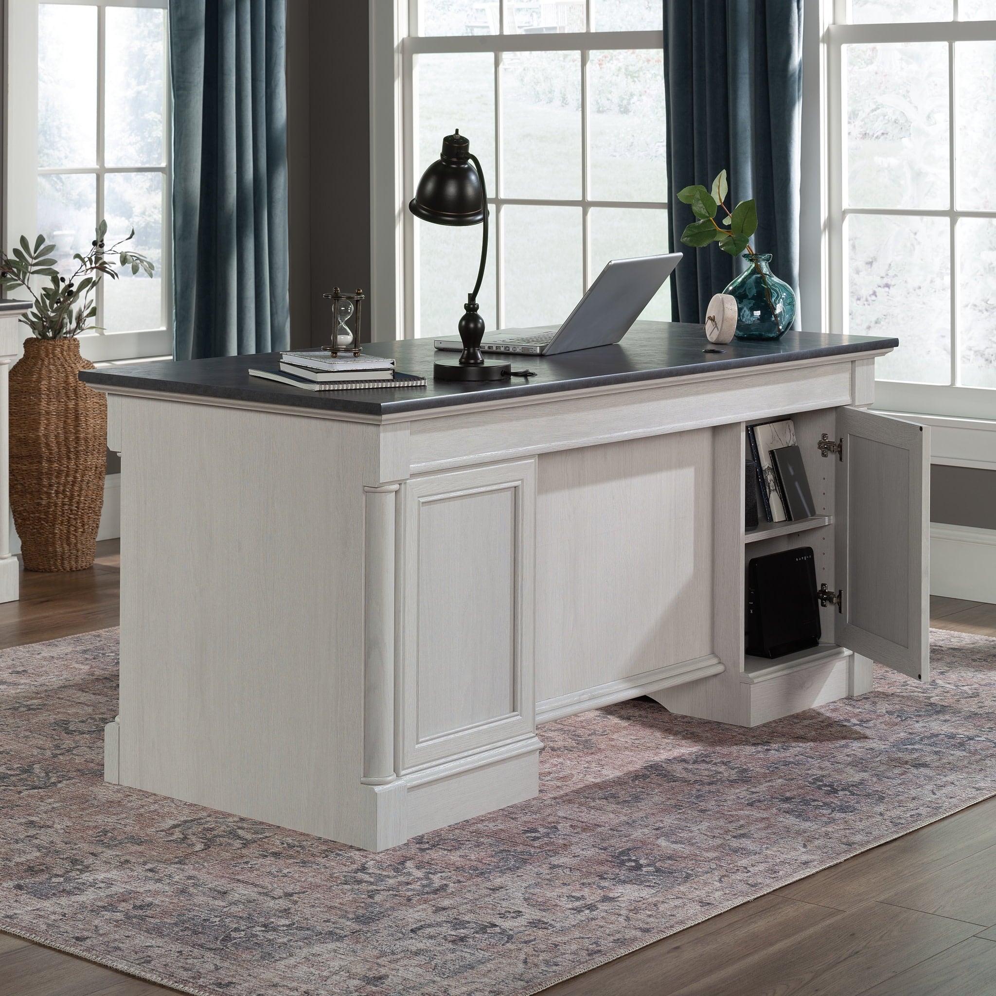 Sauder Palladia Executive Desk, Glacier Oak Finish