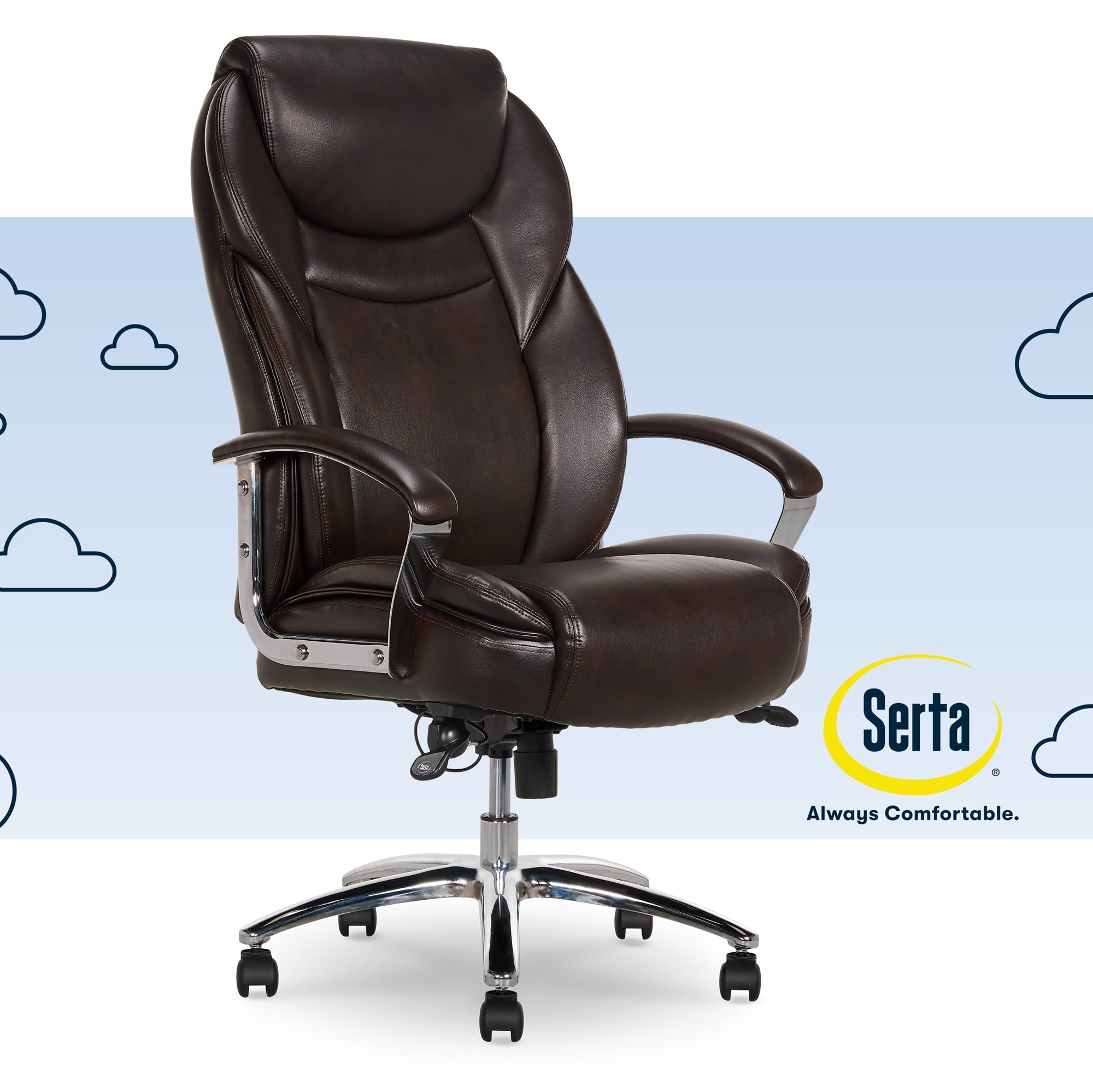 Serta Big & Tall Office Chair, Bonded Leather, Black