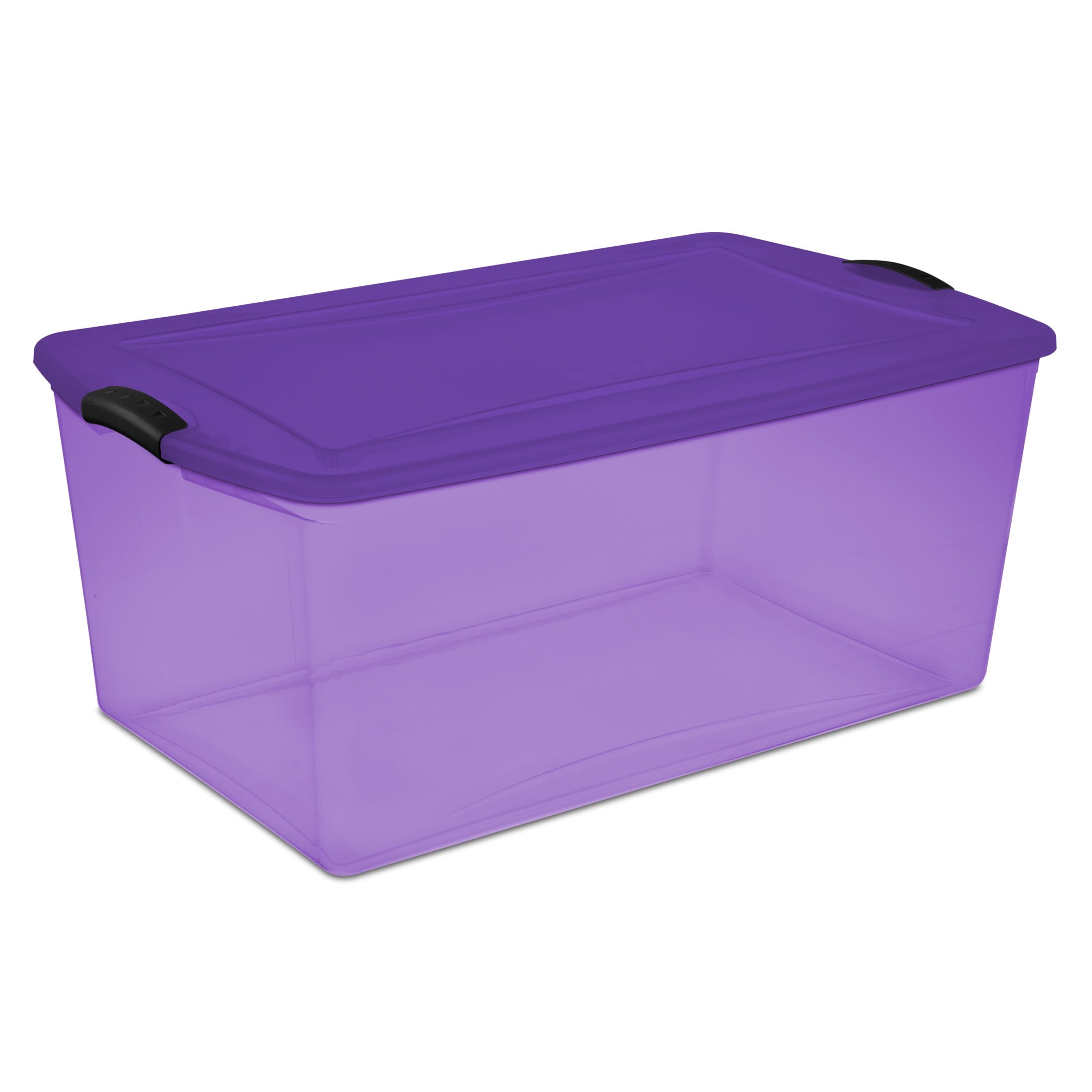 Sterilite 105 Quart Latch Box, Clear Plastic Storage Bin with Clear Lid, Blue Latch