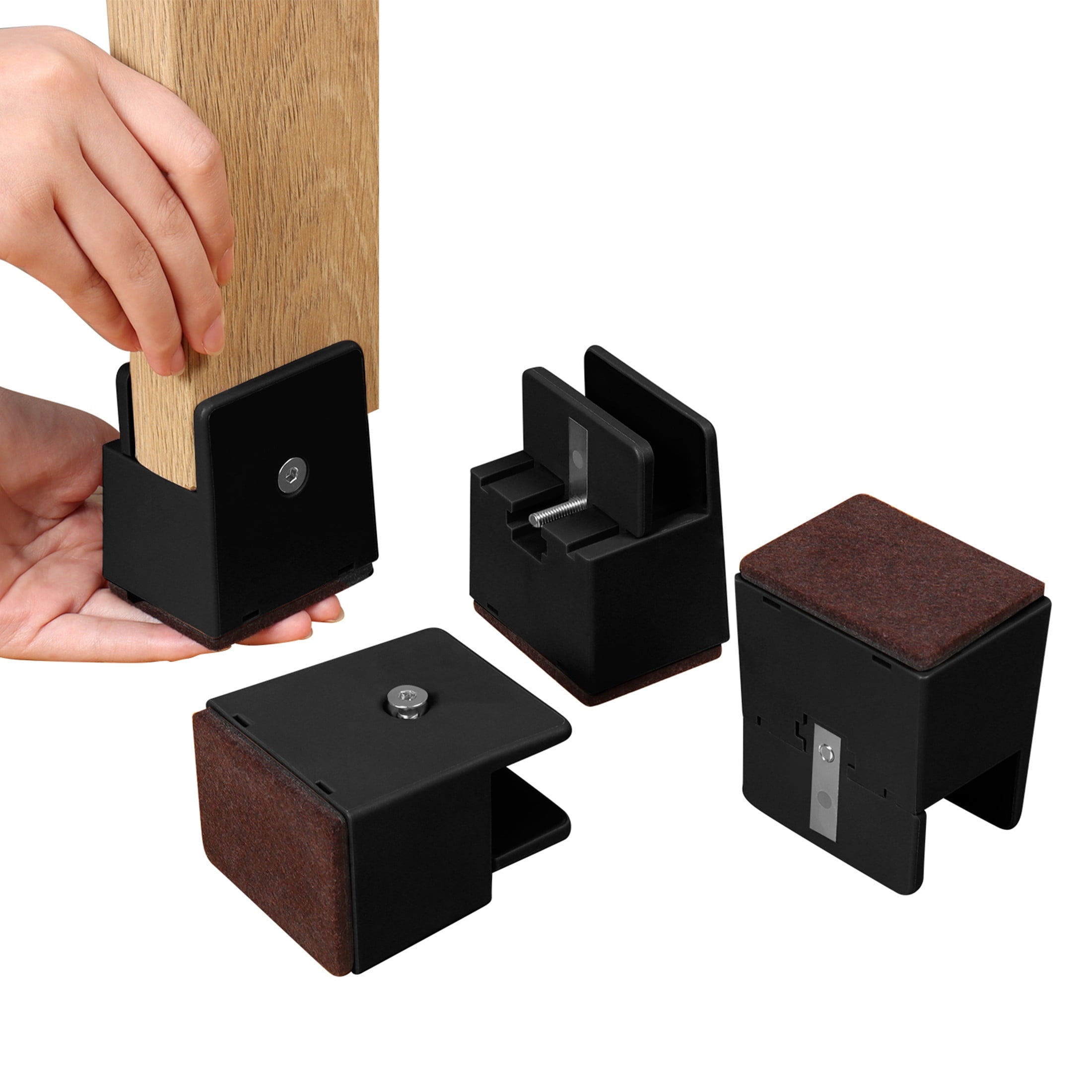 Ezprotekt Adjustable Furniture Riser Screw Clamp,Fits Foot Thickness of Bed from 0 to 1.5", Elevation in Heights 2"Bed Risers Heavy Duty (4Pack)