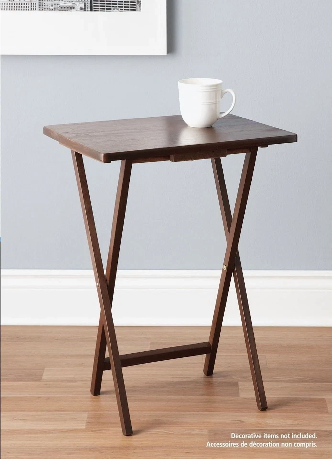 Indoor Single Folding Tv Tray Table - Walnut L 19 X W 15 X H 26