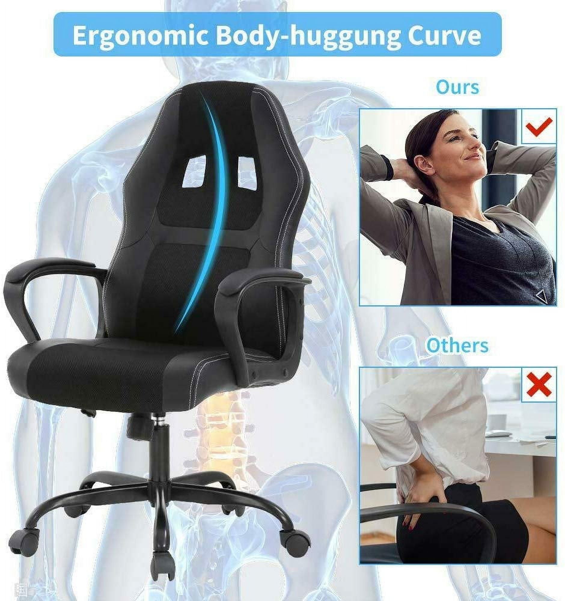 Dkelincs Teen Fibreboard Gaming Chair with 360 Degree Rolling Wheels and Lumbar Support, Black