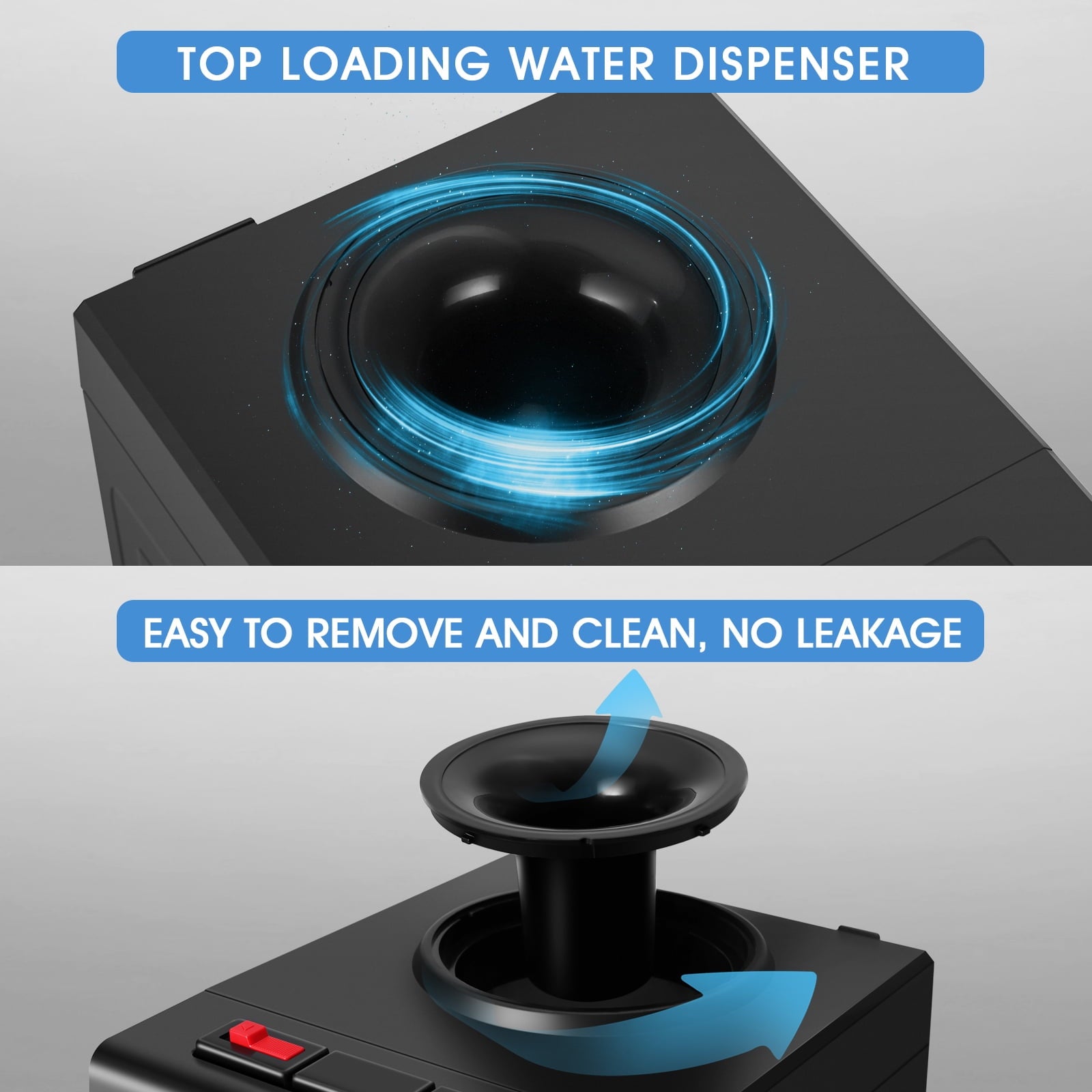 COSVALVE 5 Gallon Hot & Cold Top Loading Water Dispenser Cooler with Freezer Cabinet, Child Safety Lock